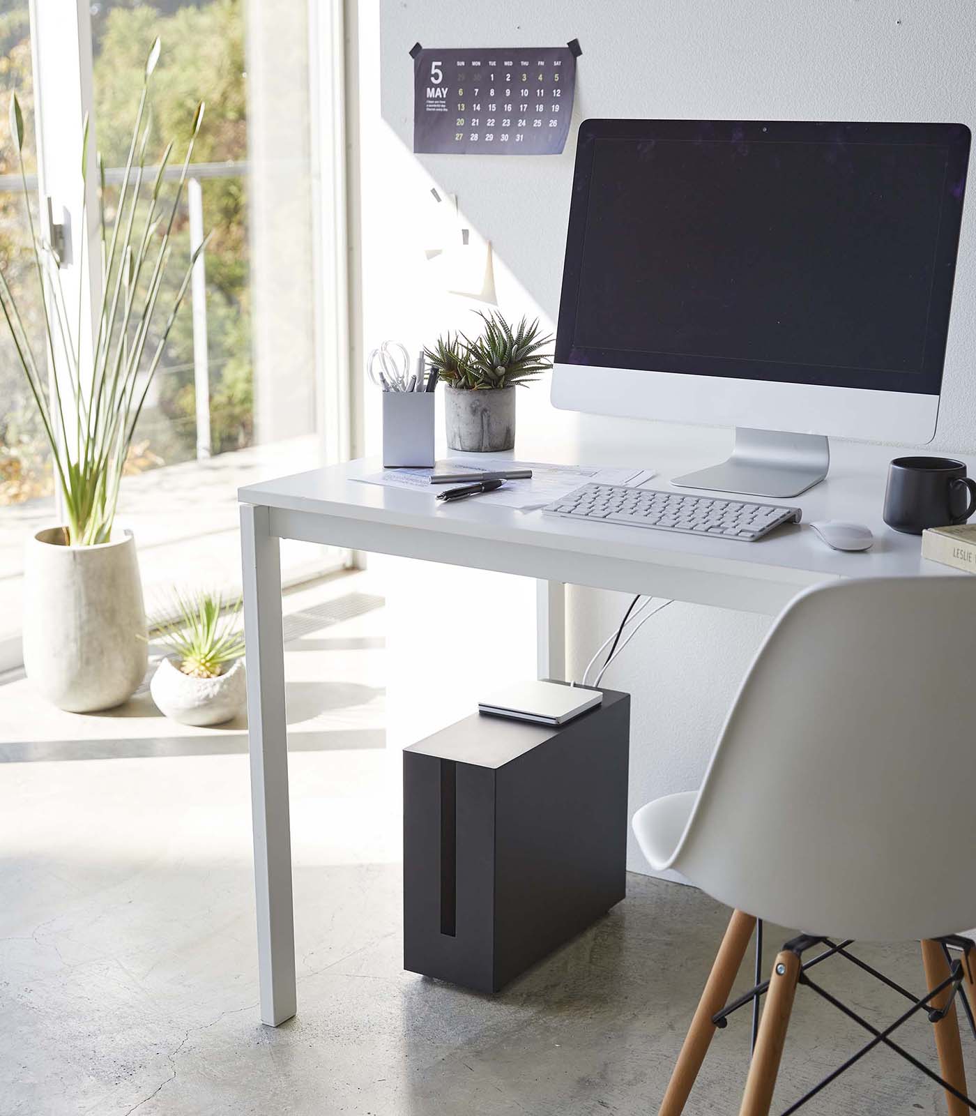 Steel Rolling Cable Management Box - Organize Wires & Cables for Home Office, Entertainment Center & Desk Setup