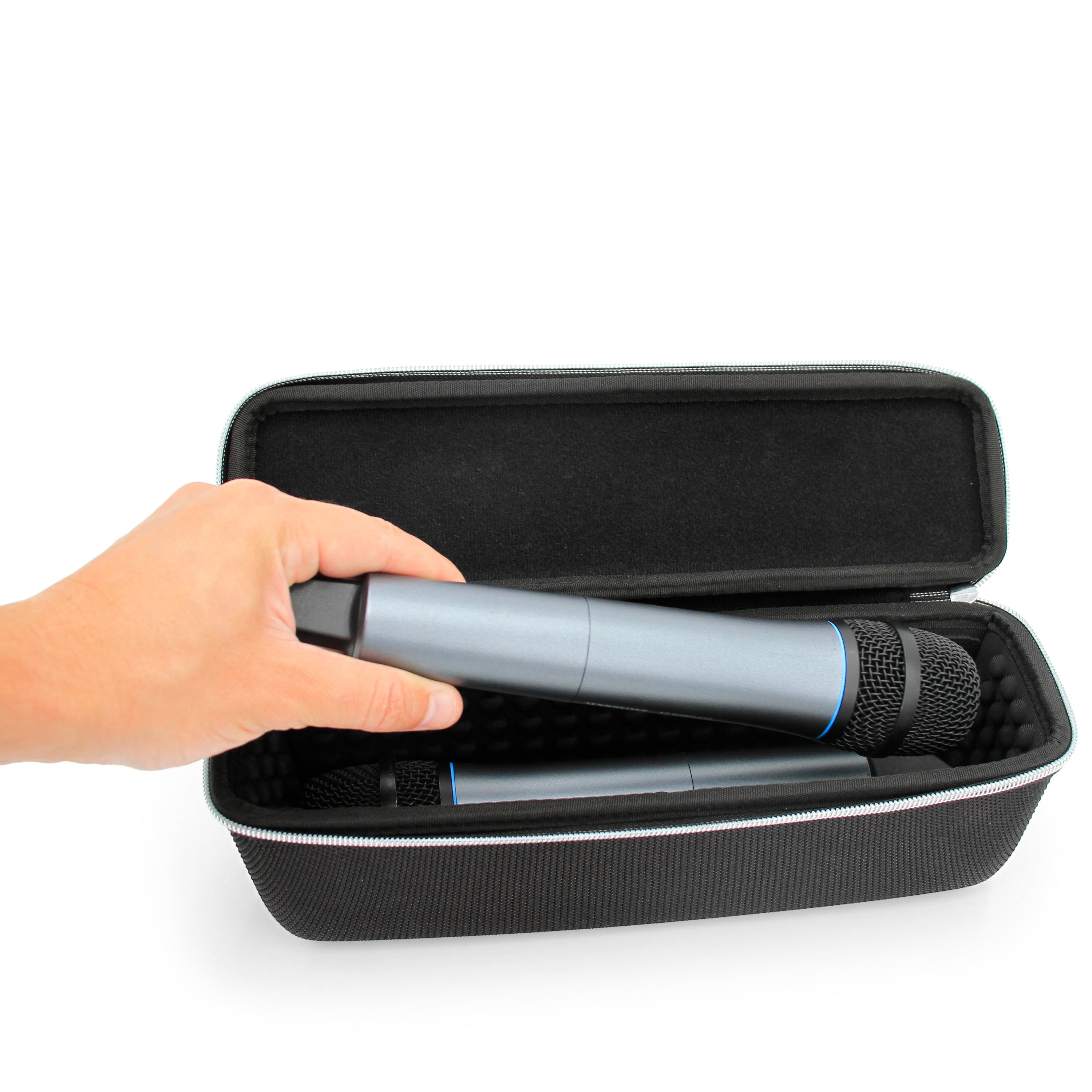 CASEMATIX Wireless Microphone Case - Compatible with 11 Wireless Mic Systems, Holds 2 Handheld Microphones, Durable Black Storage Case - Perfect for Live Performances, Studio Recording & Travel Protection