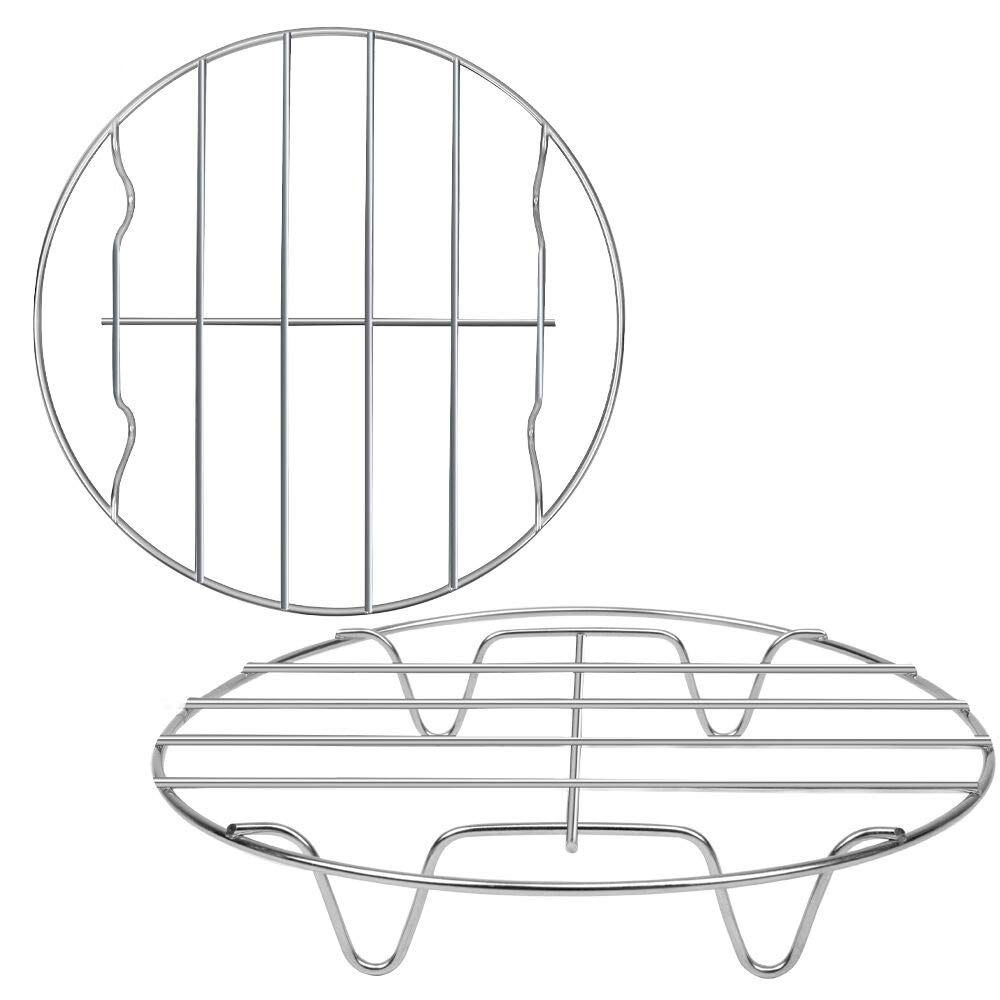 2-Pack 8-Inch Stainless Steel Cooling Racks for Baking, Air Fryer & Pressure Cooker - 304 Grade Oven-Safe Round Wire Rack for Cookies, Pastries, Steaming & More - Perfect for Kitchen, BBQ & Party Food Prep