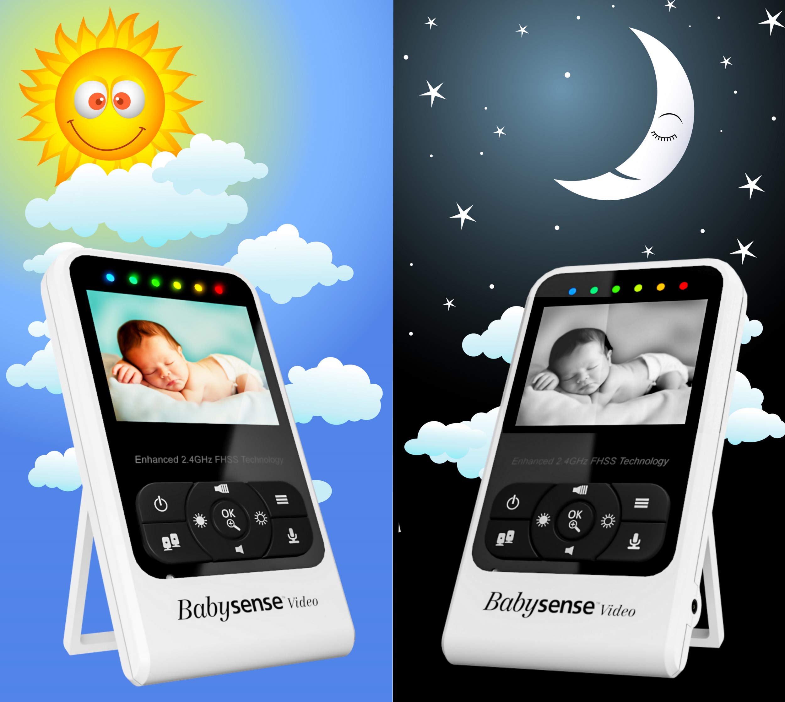 Babysense V24R Video Baby Monitor with 7 Under-Mattress Movement Sensor - 2-in-1 Nursery Safety Bundle for Newborns & Infants | Night Vision, Two-Way Audio, Temperature Monitoring | Perfect for Nursery, Bedroom & Travel Use
