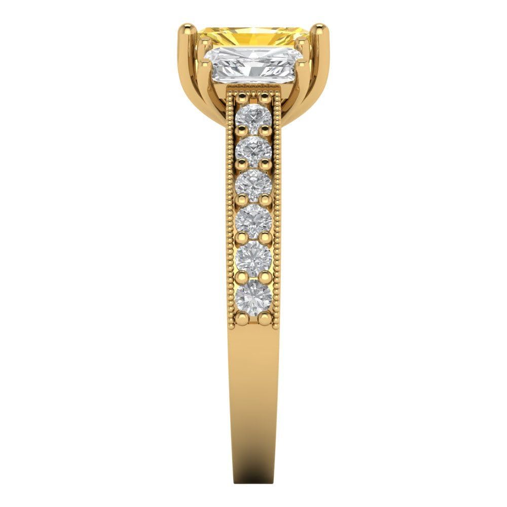 1.82ct Emerald Cut Citrine Ring - 18K Gold Bridal Jewelry for Engagement & Anniversary