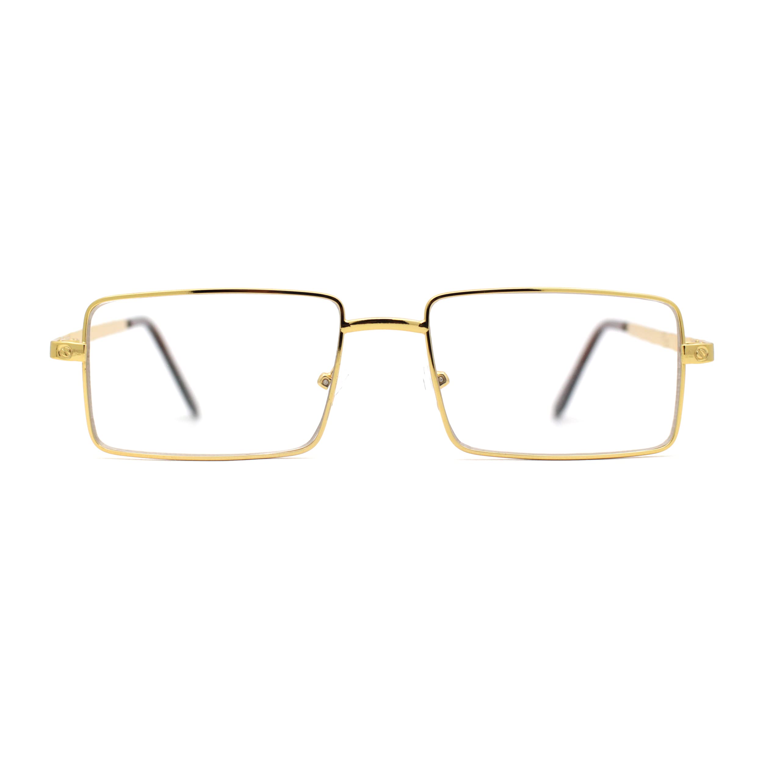 Square Retro Metal Frame Eyeglasses for Men - Classic Dad Style Reading Glasses for Work, Driving & Everyday Use