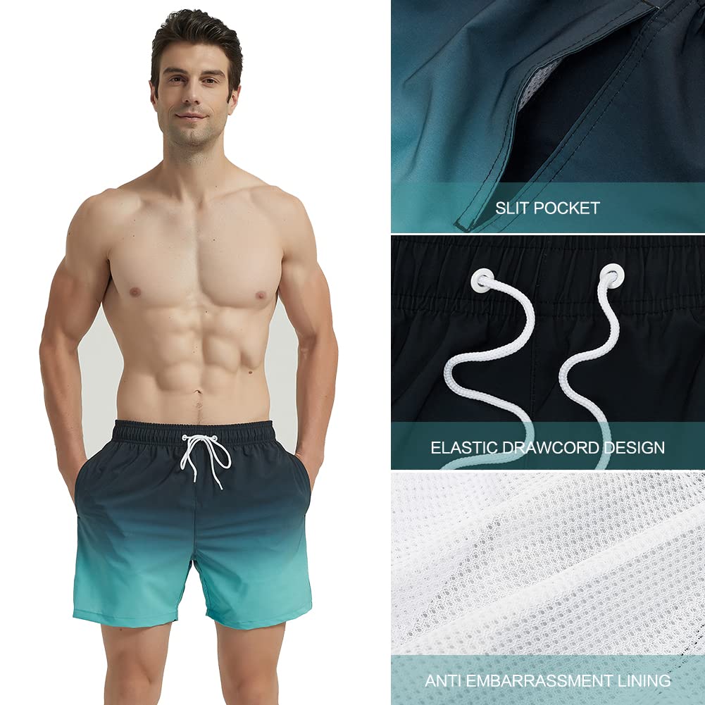 Mywu Men's 5 Inch Swim Trunks - Quick Dry Beach Shorts with Mesh Lining | Funny Bathing Suits for Swimming, Pool Party & Summer Vacation