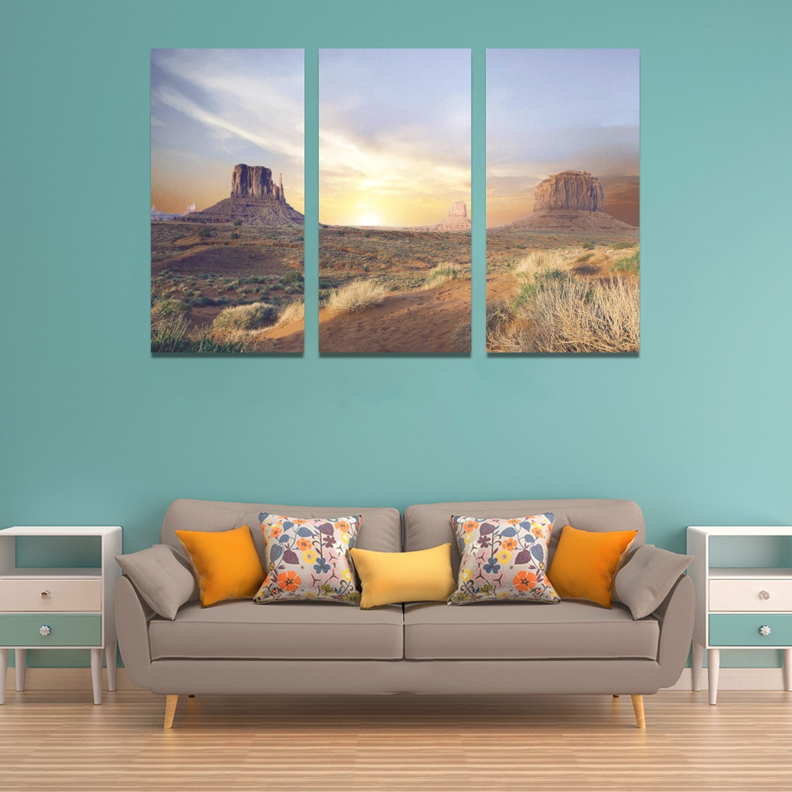 Desert Canyon Framed Canvas Art Prints Set of 3 - Handmade in USA - Perfect for Living Room, Bedroom & Office Wall Decor