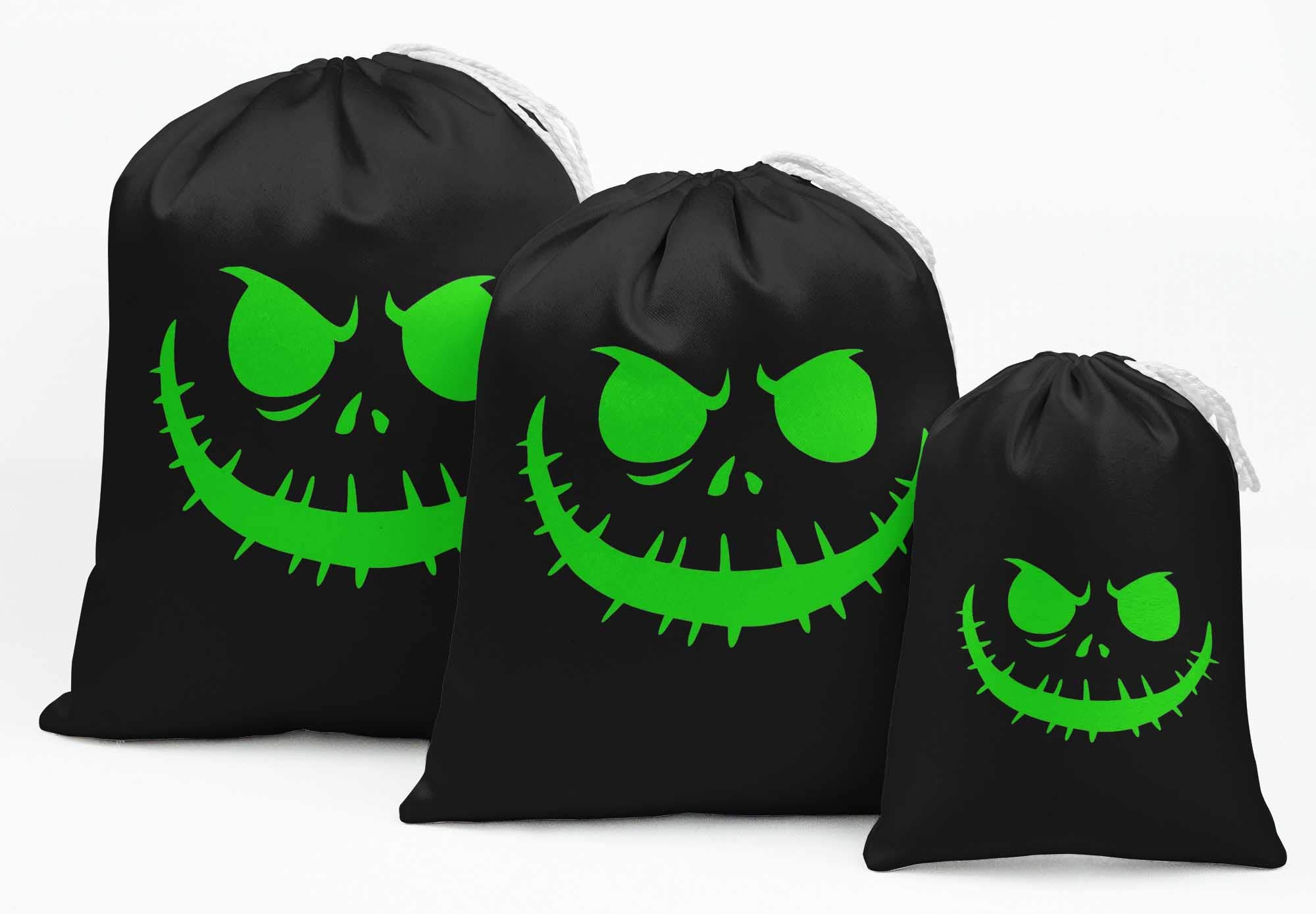 15 Pack Black Carved Angry Face Halloween Party Favor Bags - Spooky Trick or Treat Gift Pouches for Halloween Decorations, Party Supplies & Favor Bags