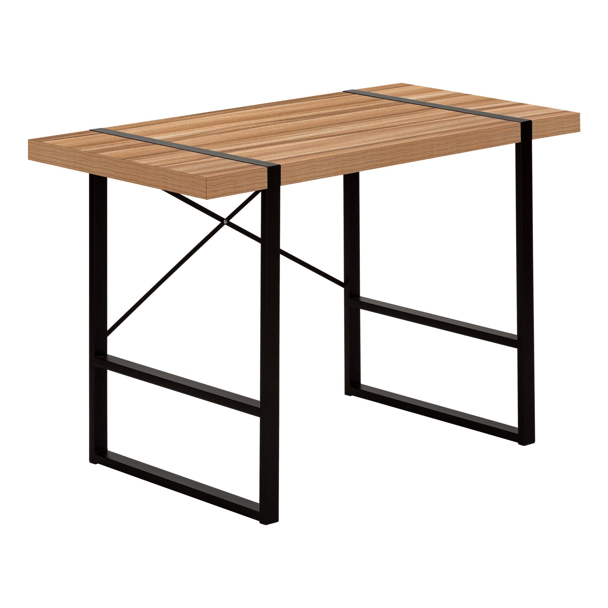 Ergonomic 48 Inch Computer Desk with Light Reclaimed Wood Top and Black Metal Frame - Perfect for Home Office, Gaming Setup, and Small Workspace