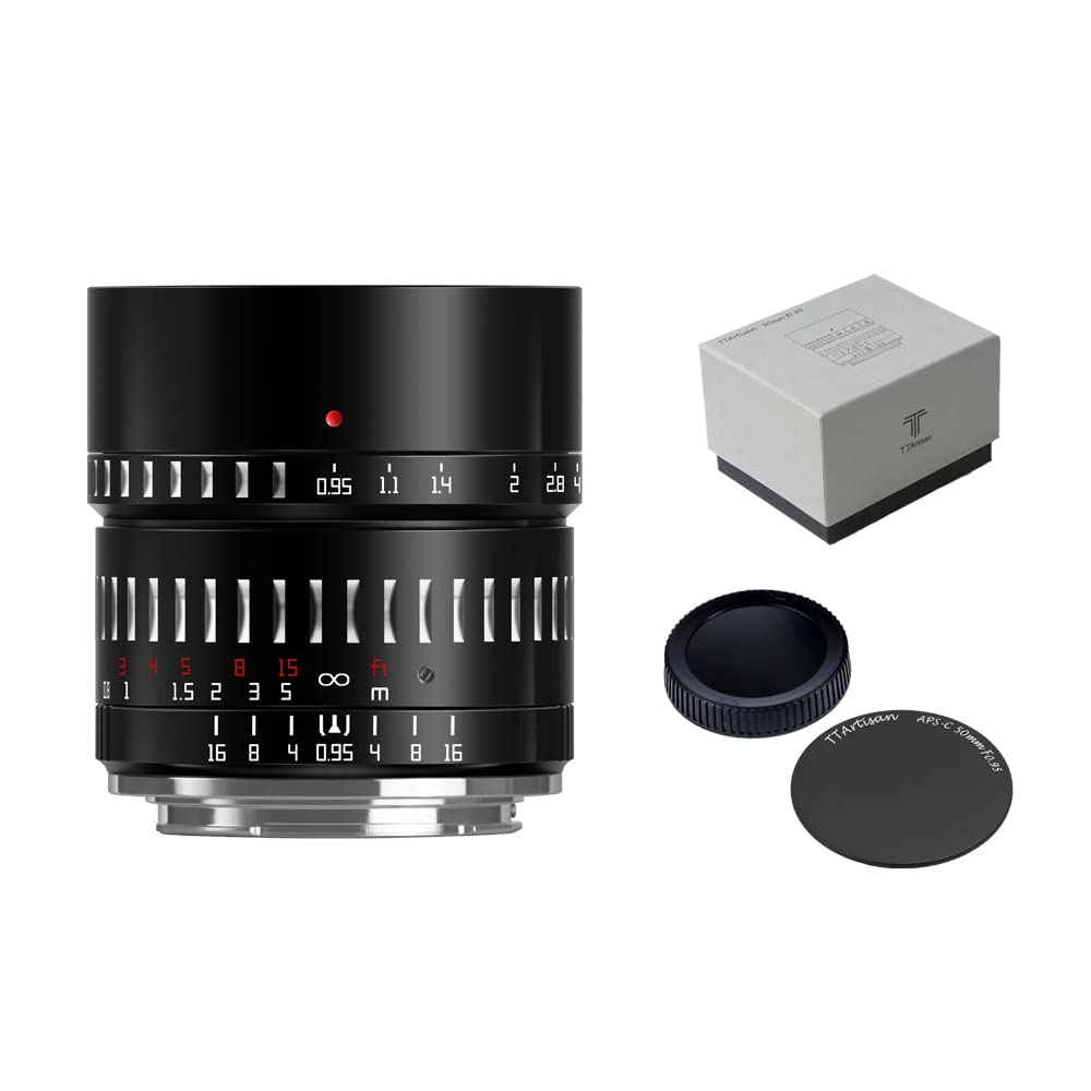 TTartisan 50mm f/0.95 APS-C Large Aperture Manual Lens for Sony E Mount Cameras (A7, A7II, A7R, A7S, A6000, ZV-E10, NEX) - Perfect for Low Light Photography, Portraits & Bokeh Effects