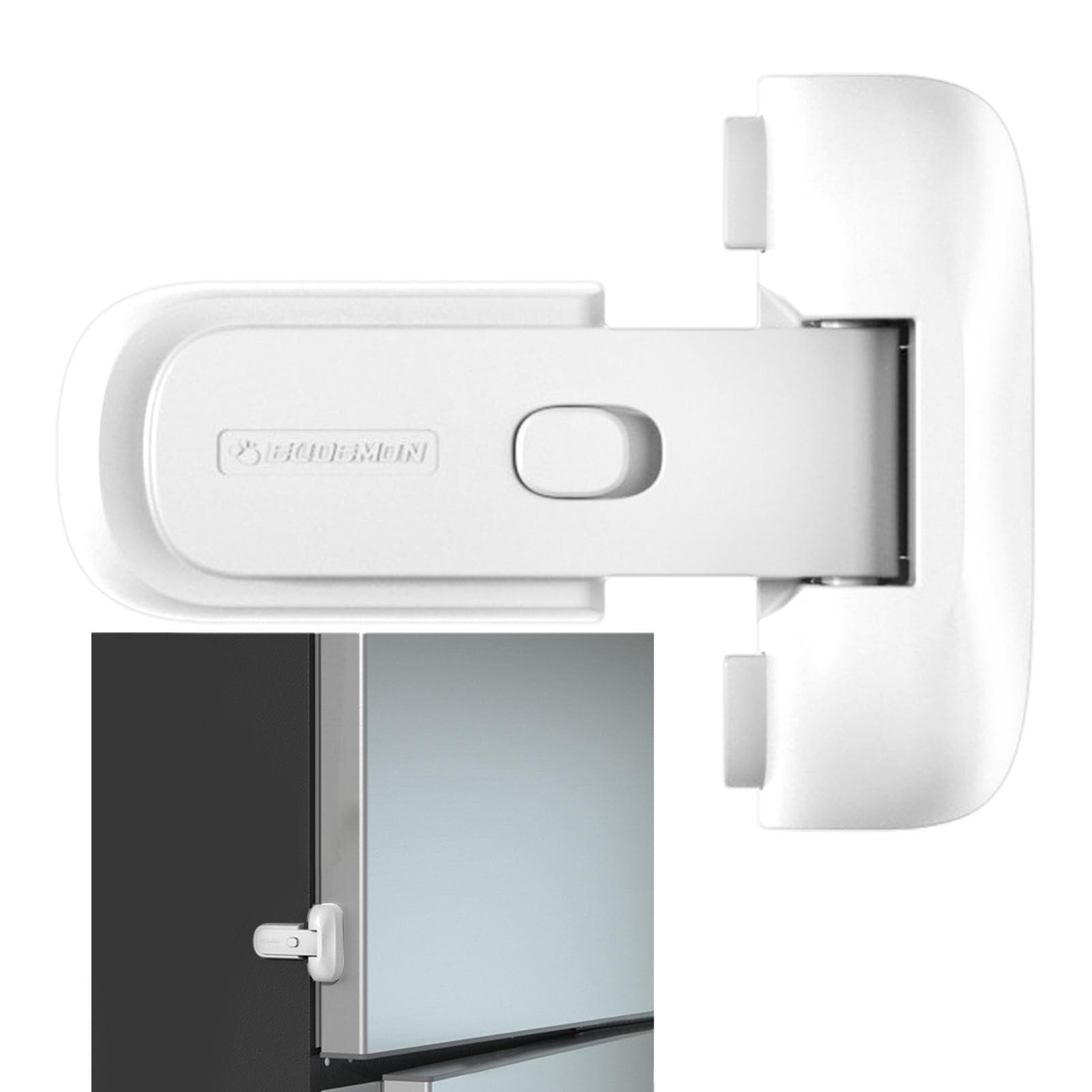 Child Proof Refrigerator Lock - Self-Adhesive Safety Latch for Refrigerator & Freezer Doors | Baby Proofing Home Appliance | Keep Kids Safe & Food Fresh | Ideal for Families with Toddlers & Young Children