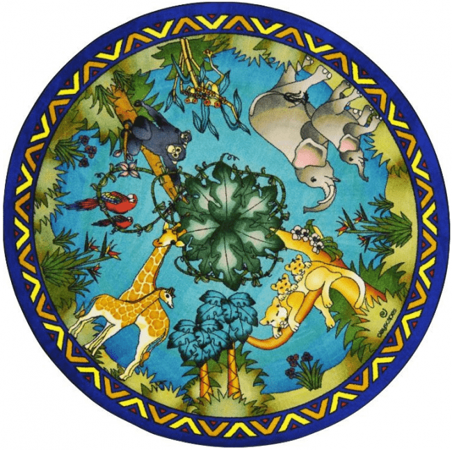 Soft and Cozy Animal Families Round Carpet - Non-Slip Nursery Rug for Kids Room, Playroom, and Baby Nursery Decor - Perfect for Playtime, Storytime, and Floor Activities