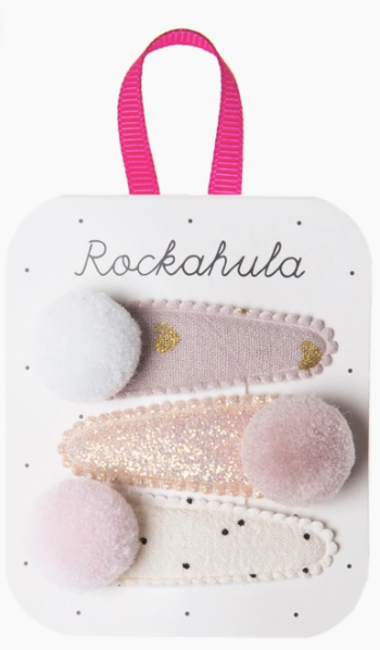 RKH Moonlight Pom Pom Hair Clips for Women - Cute Pastel Hair Accessories for Girls, Teens, Party, Wedding & Everyday Use