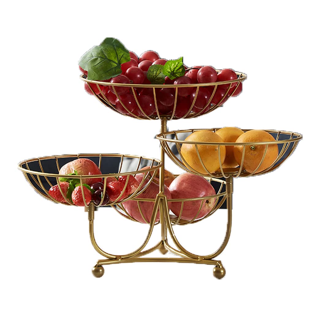 Multi-Layer Fruit Basket Stand - Modern Minimalist Gold Home Decor for Kitchen, Dining Table, Party & Holiday Decoration | Stylish Display for Fruits, Snacks, Desserts