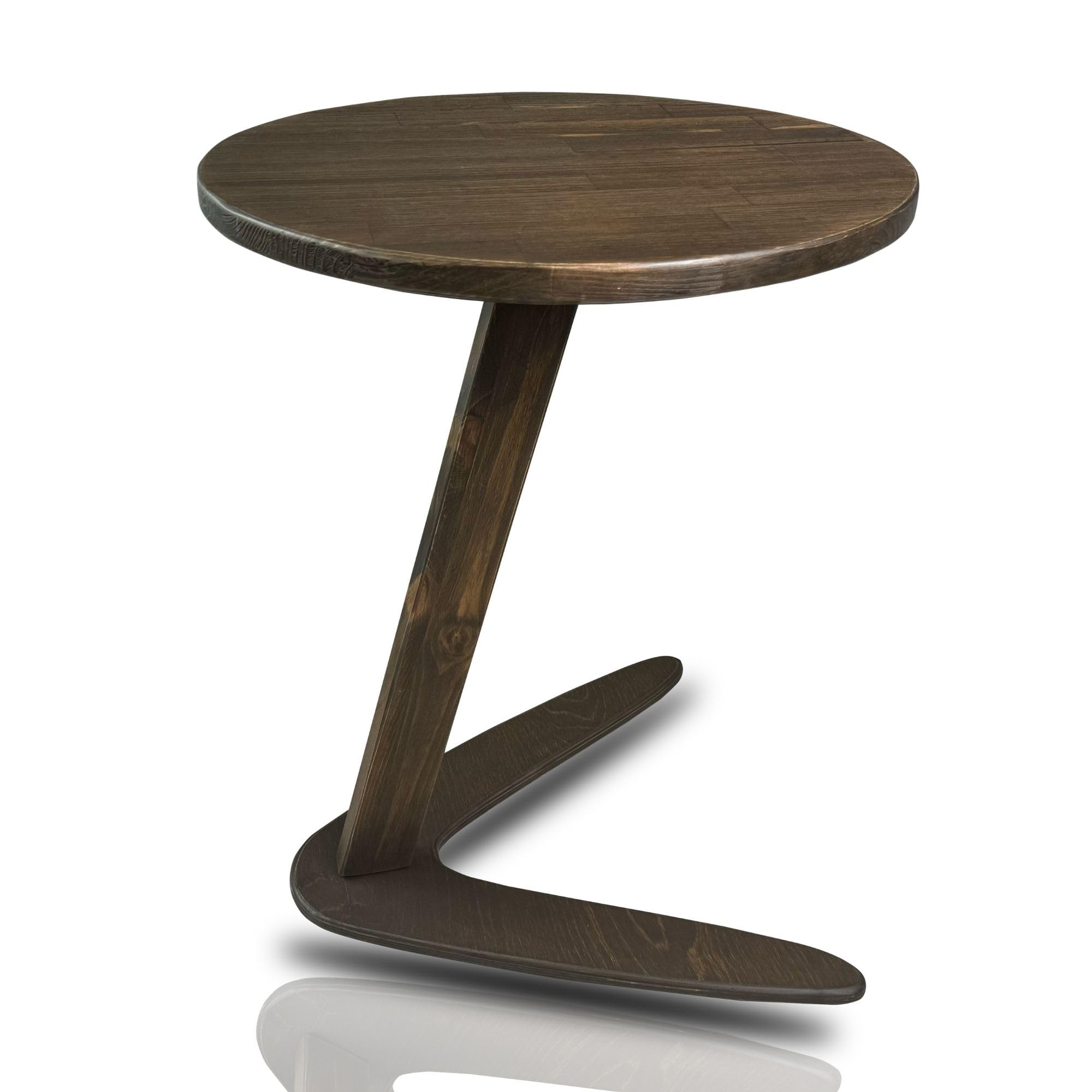 Handmade C-Shaped End Table - Dark Walnut Sofa Side Table with Slide-Under Design for Living Room | Space-Saving TV Tray, Coffee Table for Small Spaces | Perfect for Couches, Sectionals & Apartment Living