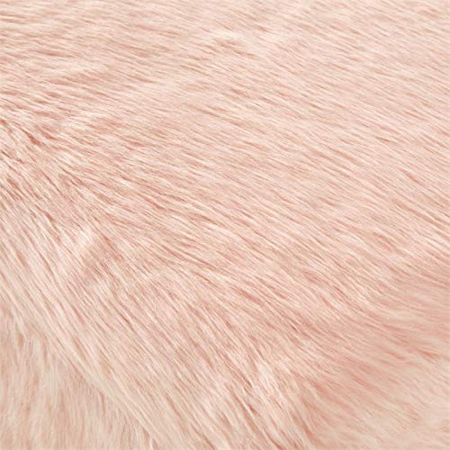 Stanley Modern Faux Fur Fabric Cube Storage Ottoman in Blush Pink - Versatile Living Room Furniture for Small Space Organization, Extra Seating & Home Decor