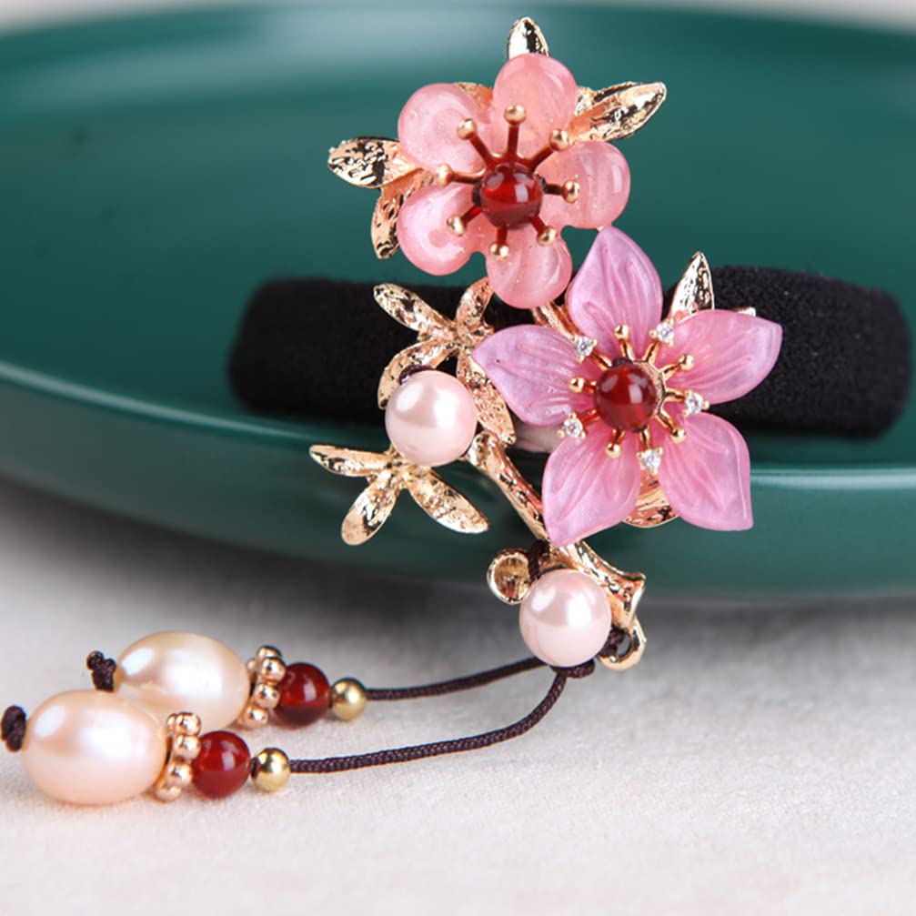 Vintage Flower Hair Bands for Women - Elastic Ponytail Holders for Daily & Party Use