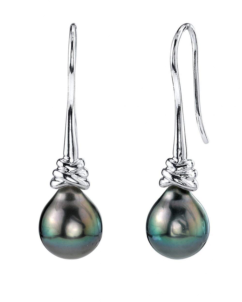 THE PEARL SOURCE Authentic Baroque Black Tahitian South Sea Cultured Pearl Denise Earrings for Women | Luxury Pearl Jewelry for Weddings, Parties & Special Occasions