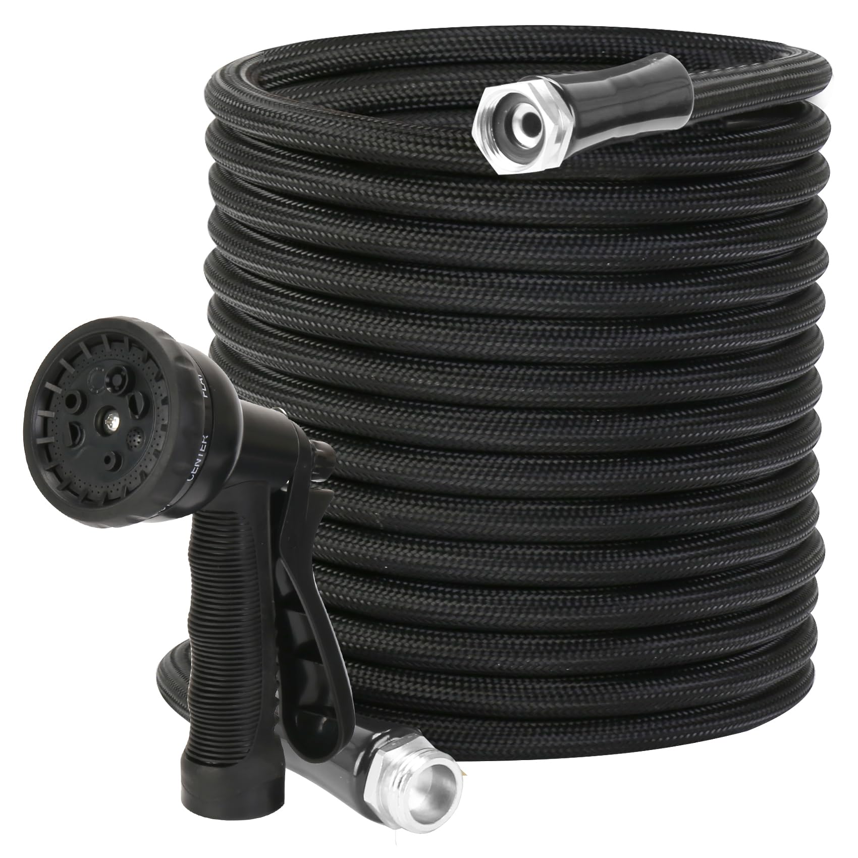 Flantor 25ft Non-Expandable Garden Hose with 8-Pattern Spray Nozzle - Lightweight, Durable, Leak-Proof & Kink-Free Water Hose for Lawn Care, Gardening, and Outdoor Cleaning