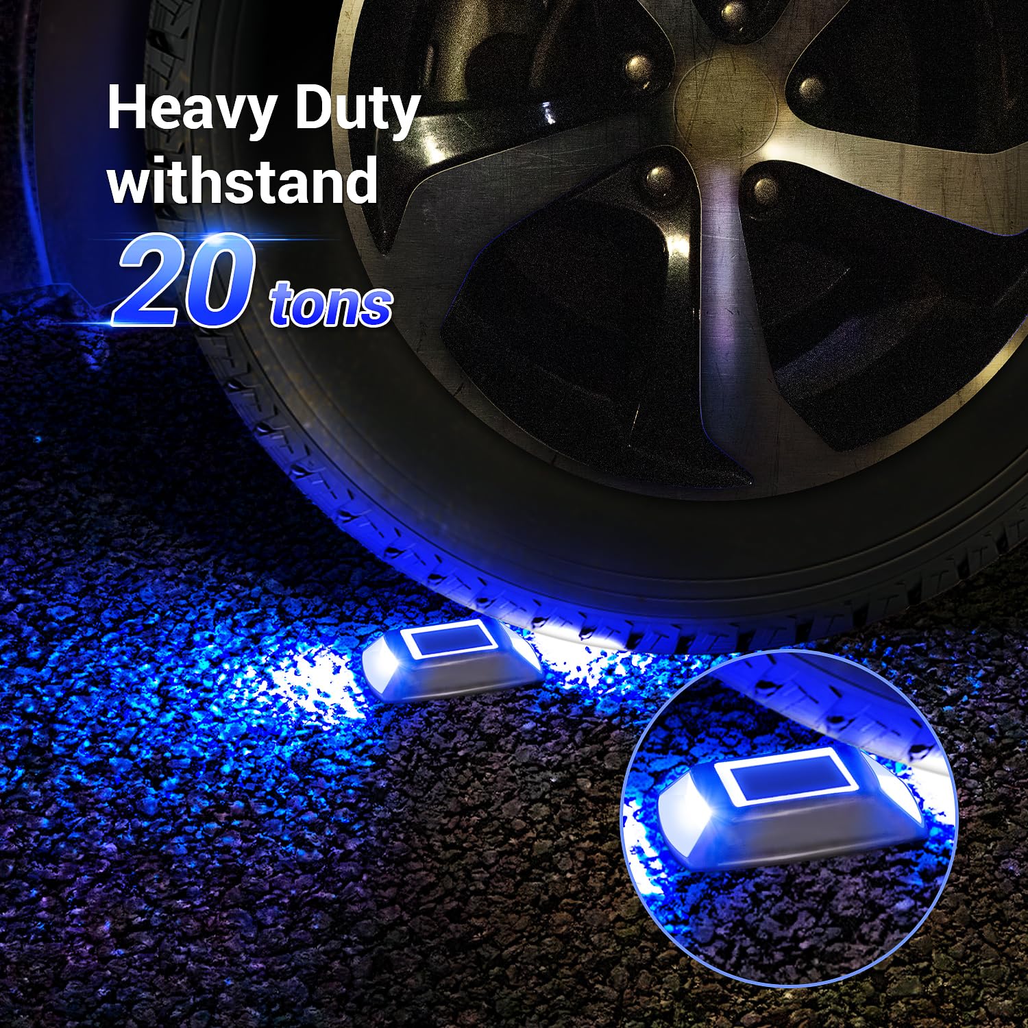 16 Pack Solar Driveway Lights - IP68 Waterproof Solar Powered LED Dock Lights for Driveway, Pathway, Walkway, Sidewalk, Garden, Yard, Stairs & Marine Use (Blue) - Perfect for Outdoor Landscape Lighting & Nighttime Safety