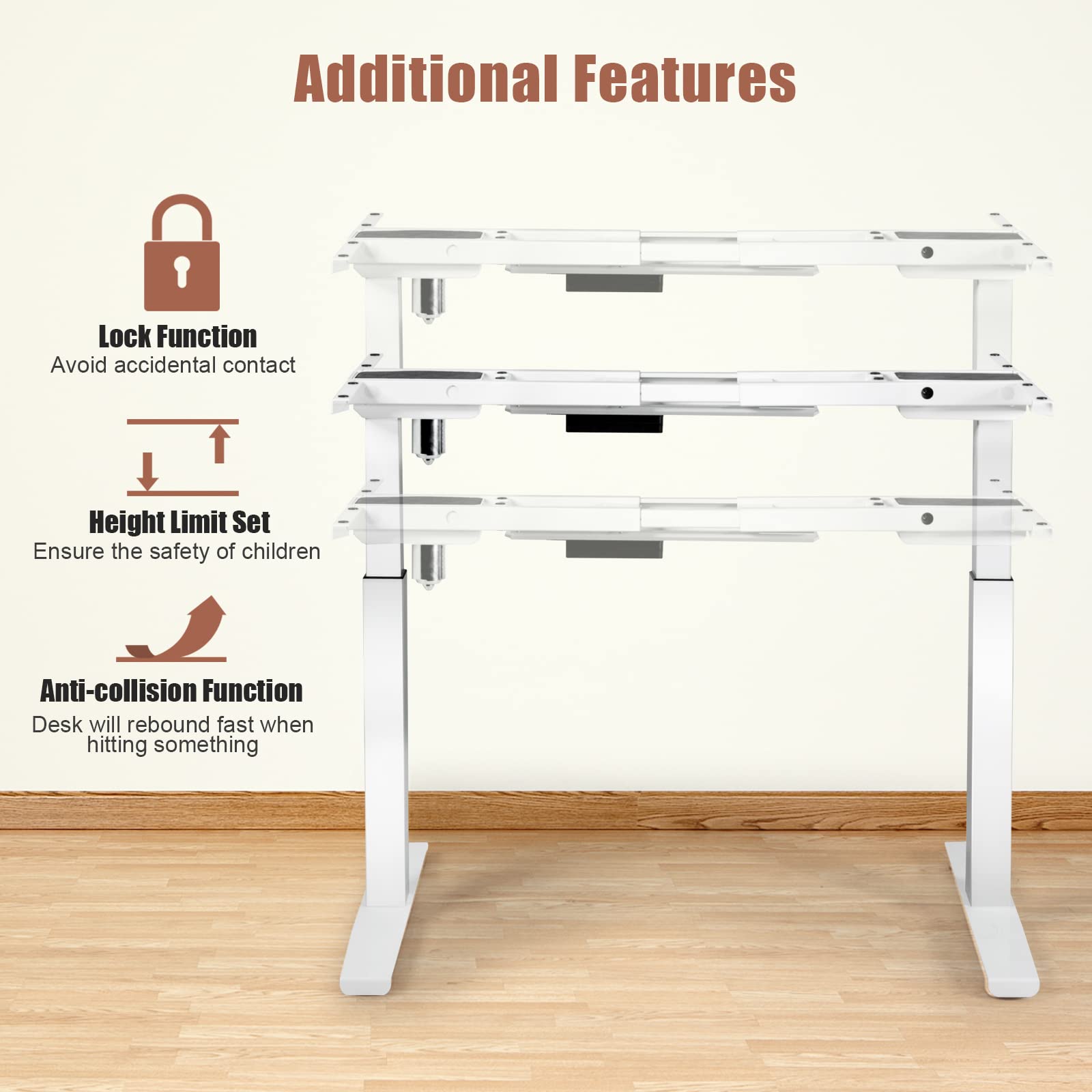 COSTWAY Electric Standing Desk Frame - Adjustable Height & Width, Ergonomic Sit to Stand Workstation Base with Memory Controller for Home Office (White, Frame Only) | Perfect for Remote Work, Gaming Setup & Study Desk