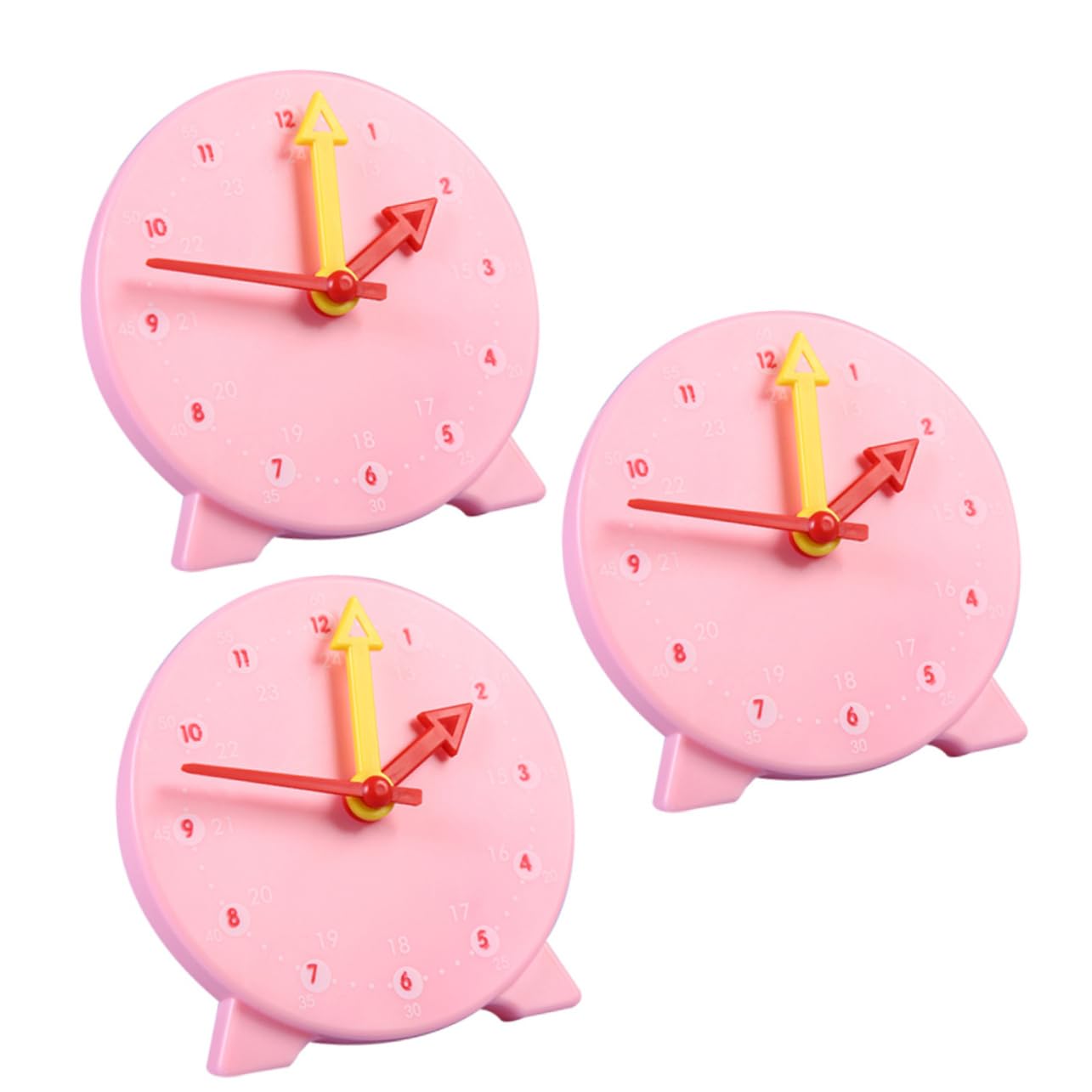 FELTECHELECTR 3-Piece Educational Clock Set - 10cm Plastic Teaching Clock for Kids, Time Learning Toy, Classroom Teaching Aid, Student Birthday Gift | Perfect for Homeschooling, Preschool & Elementary Math Lessons