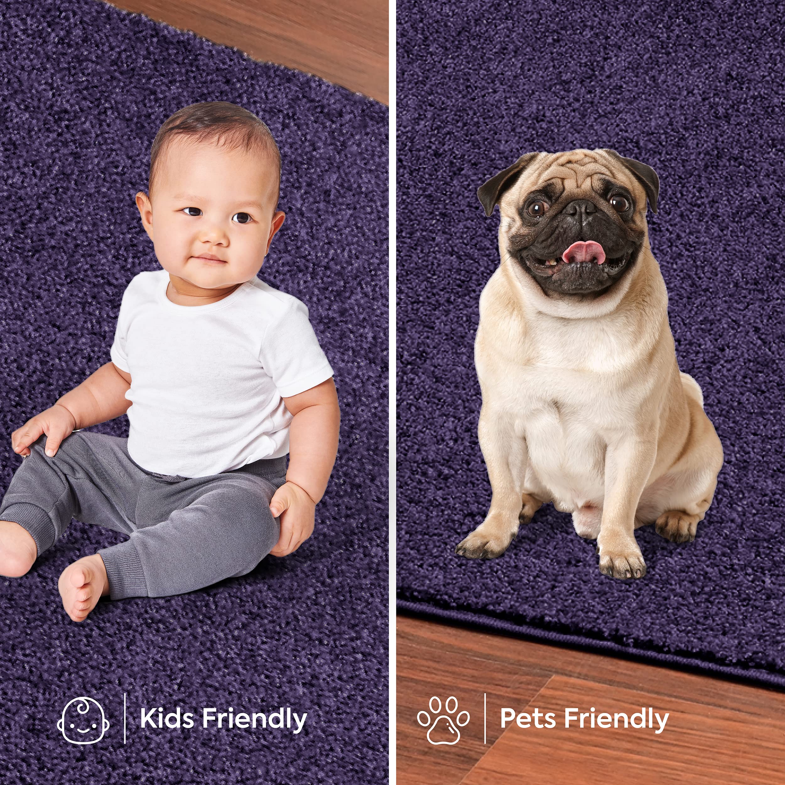 Ambiant Saturn Collection Kids Favorite Area Rugs Purple - 2' x 8' Oval Indoor Stain-Resistant Rug for Living Room, Bedroom, Dining Room | Soft & Durable for Pets & Children | Perfect for Nursery, Playroom & High-Traffic Areas