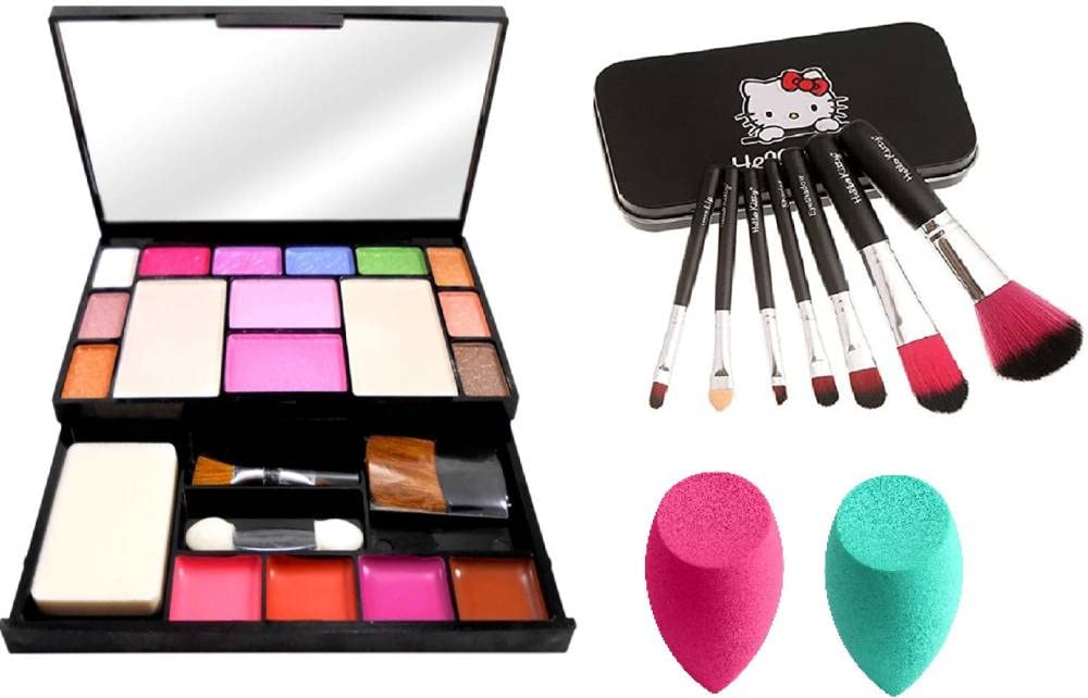Fozzby Fashion Makeup Kit for Girls - 7 Piece Makeup Brush Set with 2 MeNow Beauty Blenders | Perfect for Teens, Beginners & Professional Makeup Practice