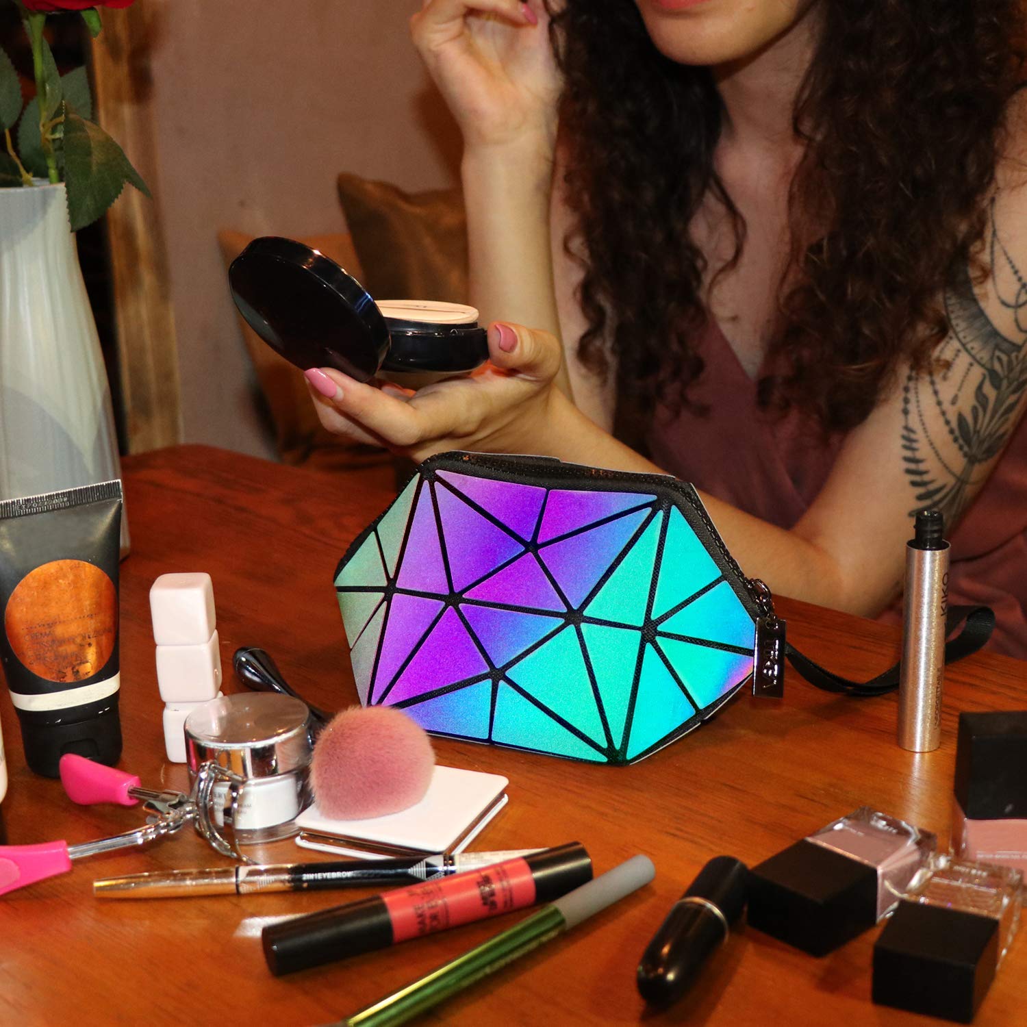 Holographic Geometric Tote Bag for Women - Stylish & Reflective for Night Out