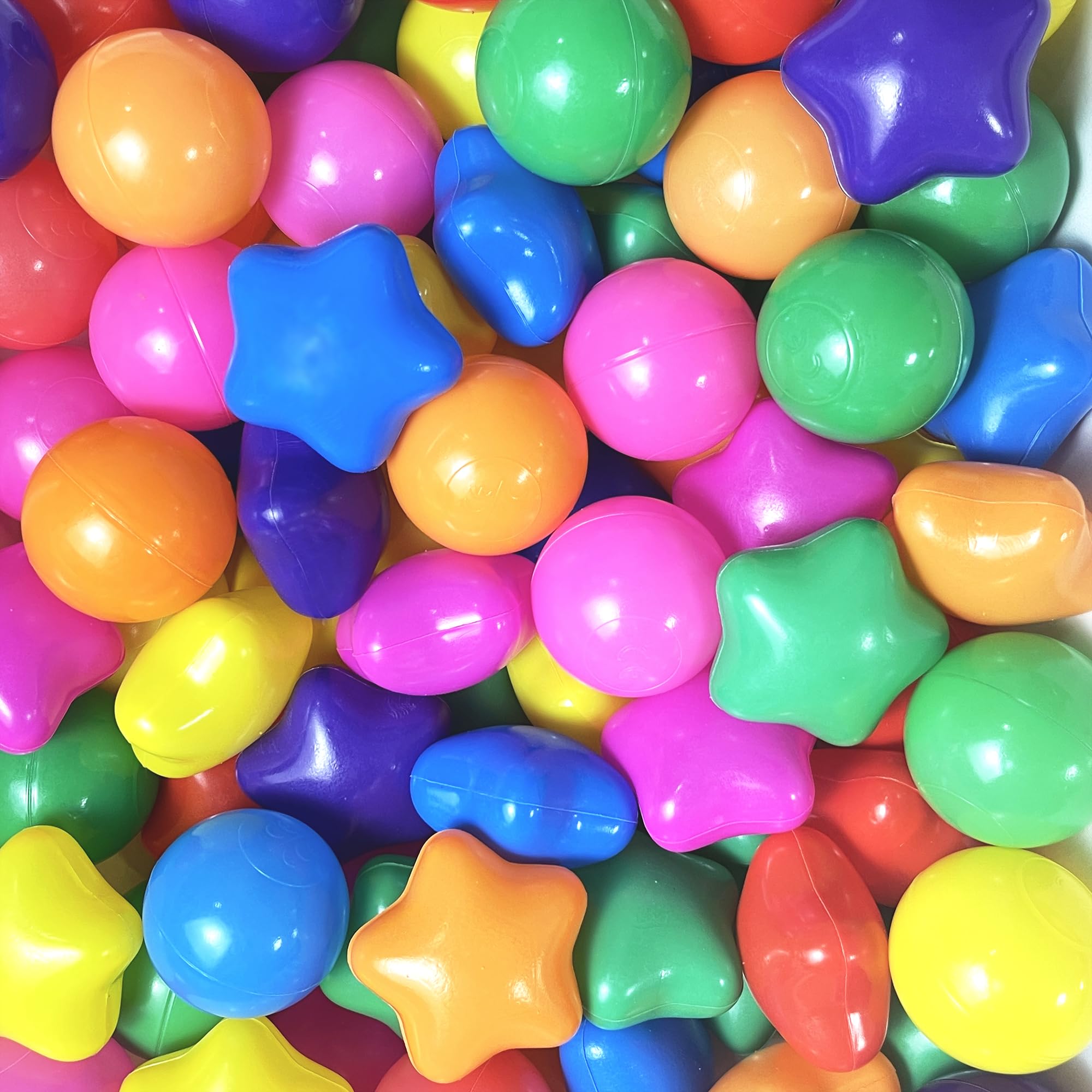 1000 Crush-Proof Plastic Star Shaped Ball Pit Balls for Kids & Dogs - 7 Bright Colors (2.2 Inch) - Safe Playpen Toys for Birthday Parties, Indoor Play Areas, and Pet Enrichment Activities