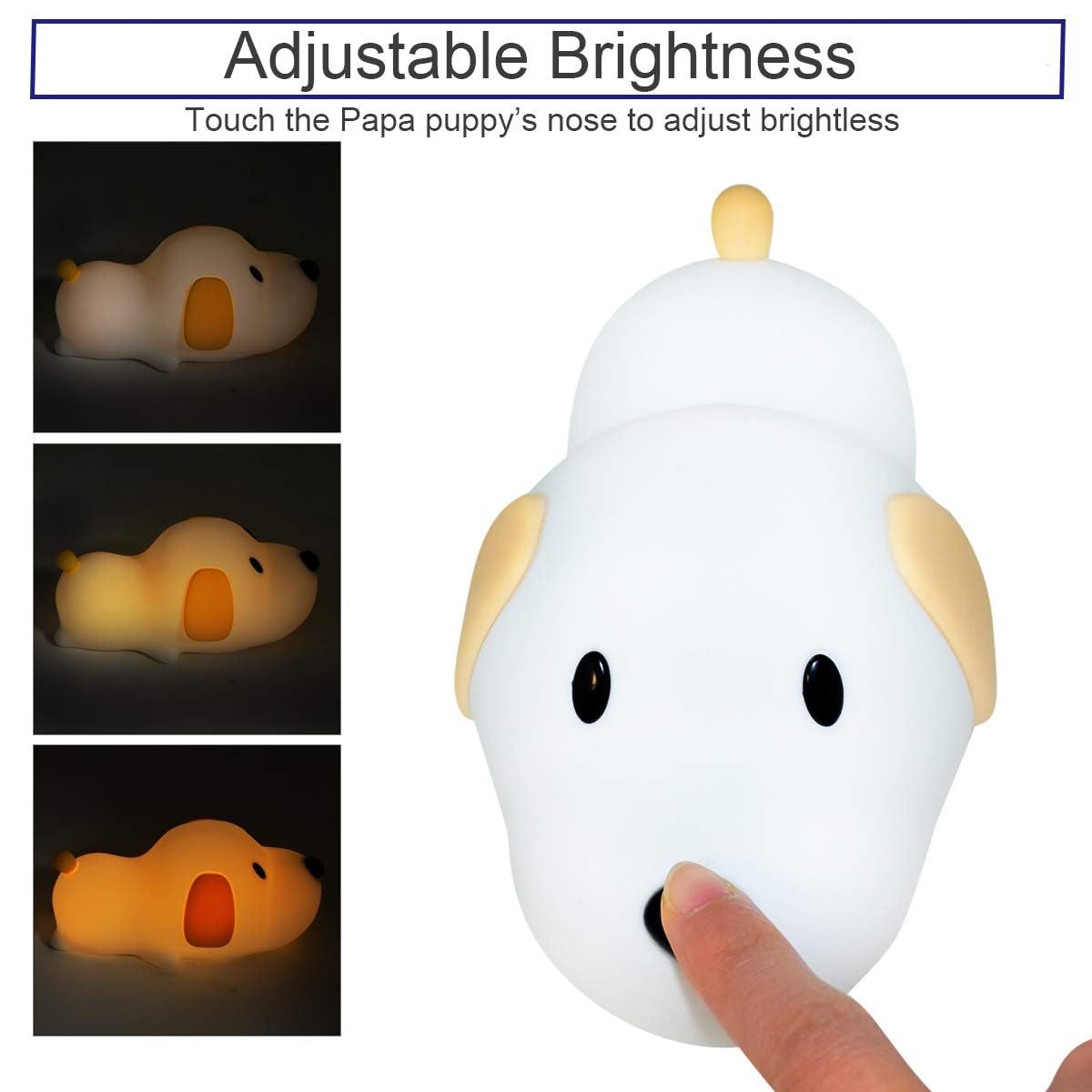 LED Silicone Puppy Night Light - Touch Sensor, Adjustable Warm White (2700K) & Cool White (6500K), Safe SIL+ABS Material, Sleep Timer - Perfect for Kids' Bedroom, Nursery & Nighttime Comfort