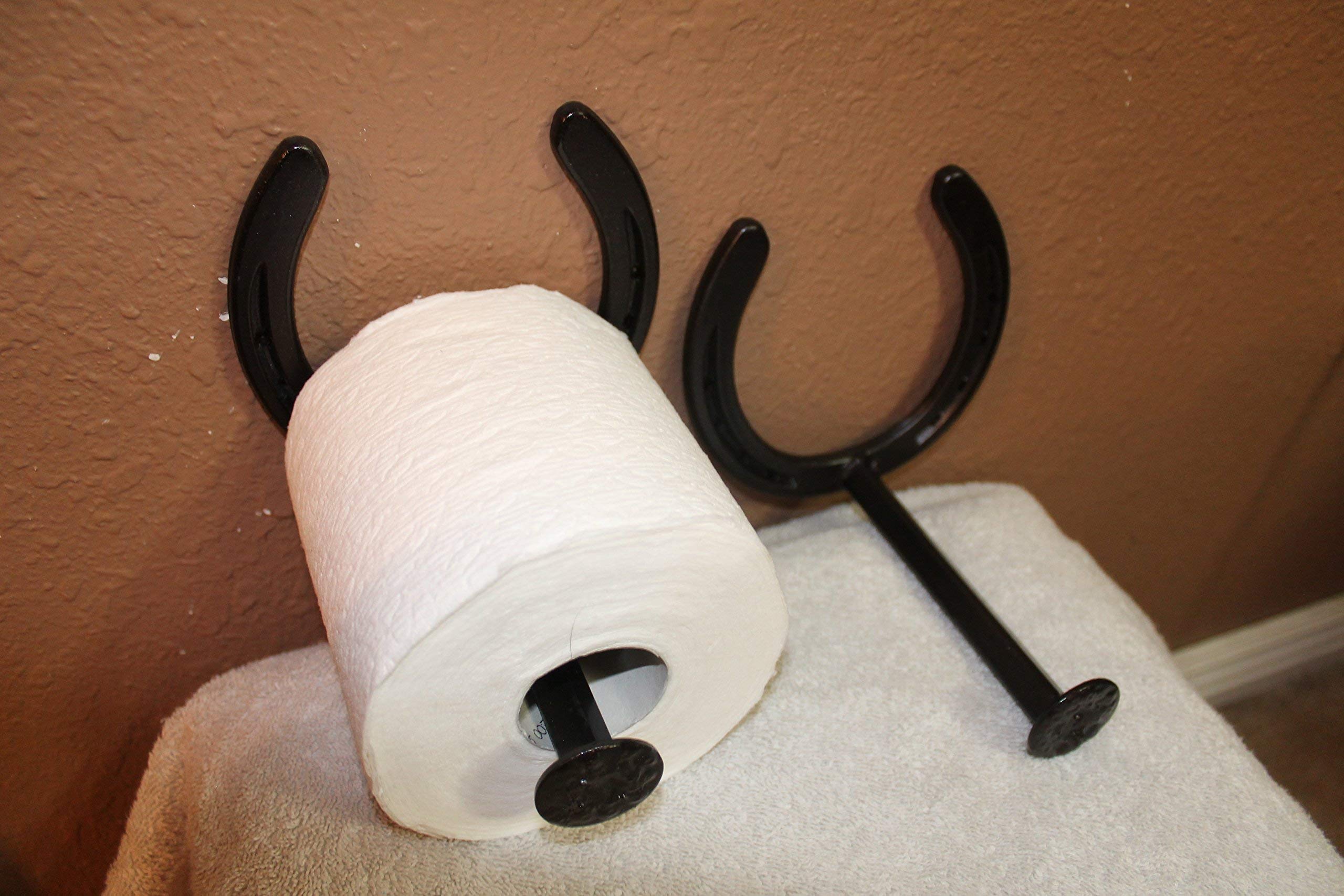 Stainless Steel Horseshoe Toilet Paper Holder - Rustproof Bathroom Tissue Roll Dispenser for Farmhouse, Western & Ranch Style Decor - Perfect for Bathroom, RV, Cabin & Country Home Décor