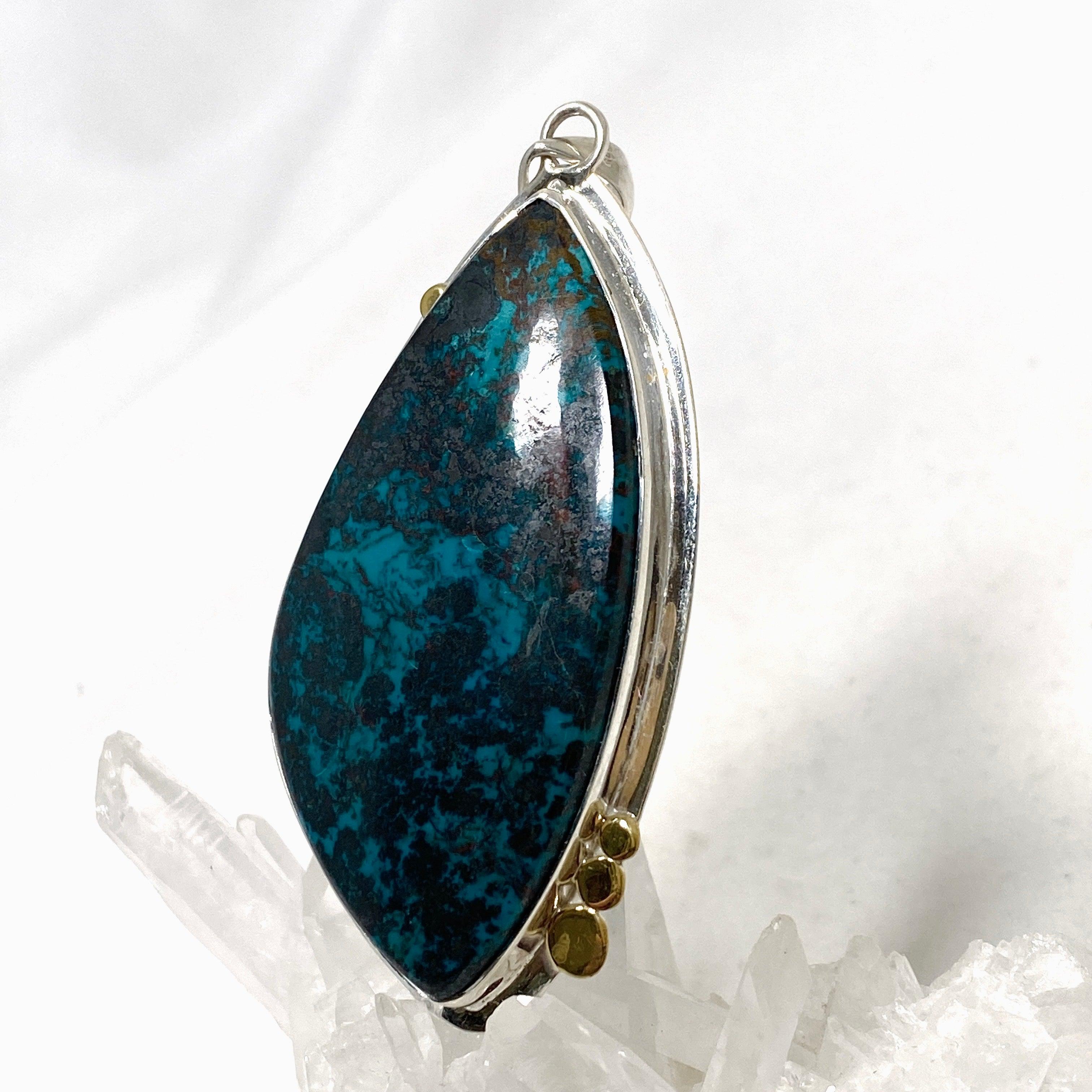 Natural Chrysocolla with Cuprite Freeform Pendant Necklace - Handcrafted Gemstone Jewelry KPGJ4433 | Perfect for Boho Fashion & Spiritual Healing