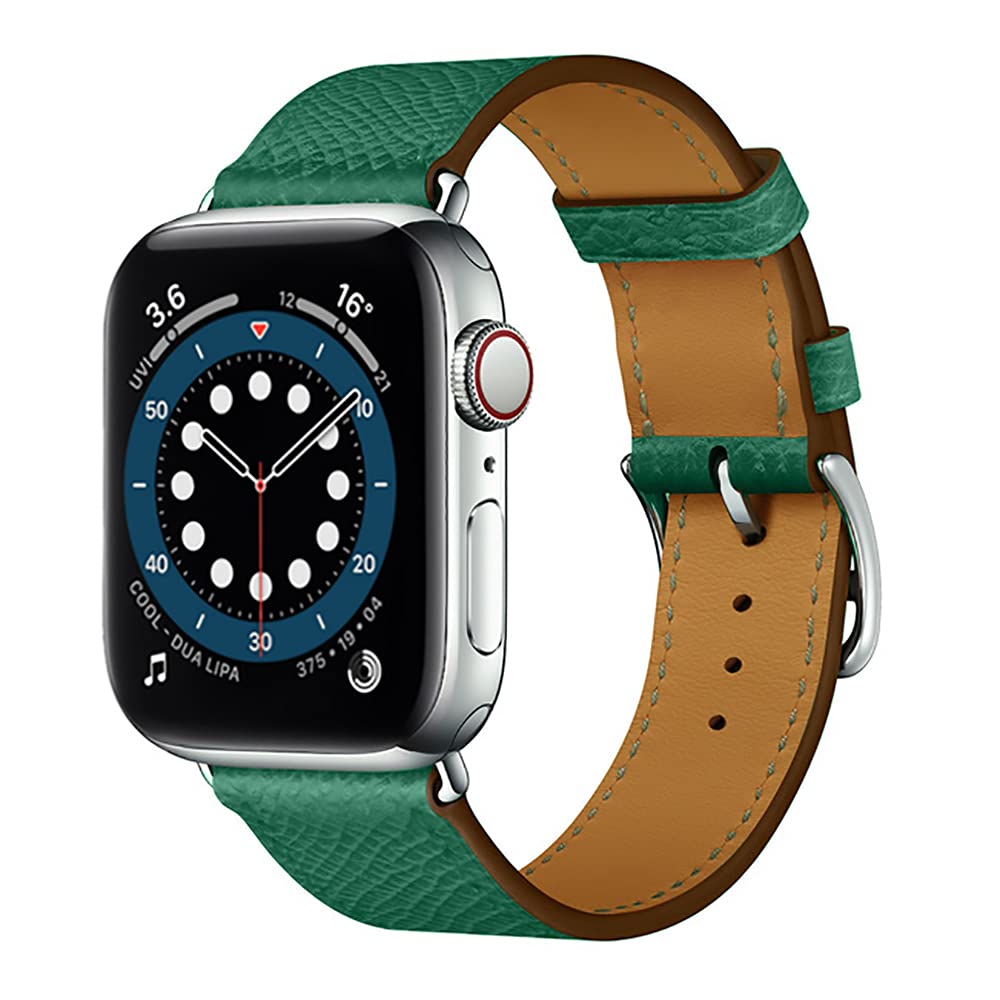 Genuine Leather Band for Apple Watch 38mm 40mm 41mm 42mm 44mm 45mm - Compatible with Series 7/6/5/4/3/2/1/SE - Premium Replacement Strap for Work, Gym & Everyday Wear