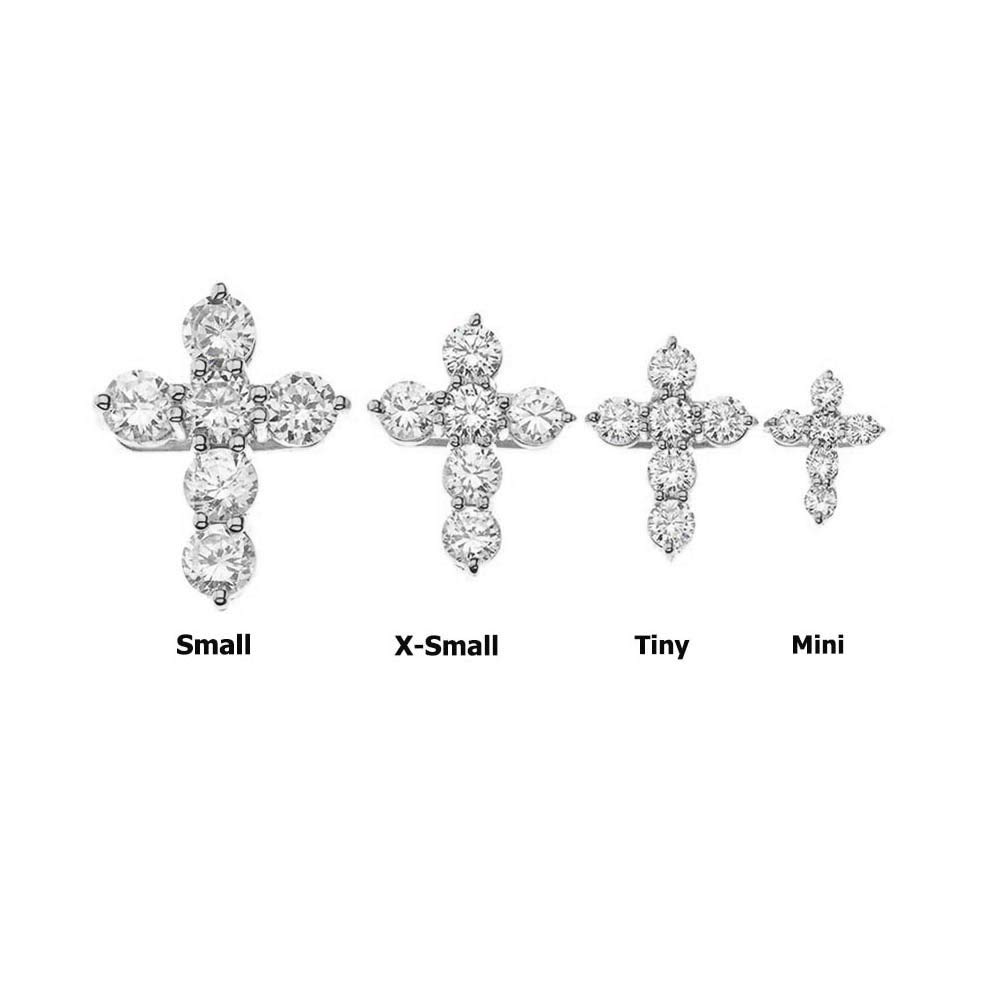 Elegant 14K White Gold CZ-Accented Cross Pendant Necklace for Women - Religious Jewelry Gift for Baptism, Confirmation & Church - Mini to Small Sizes