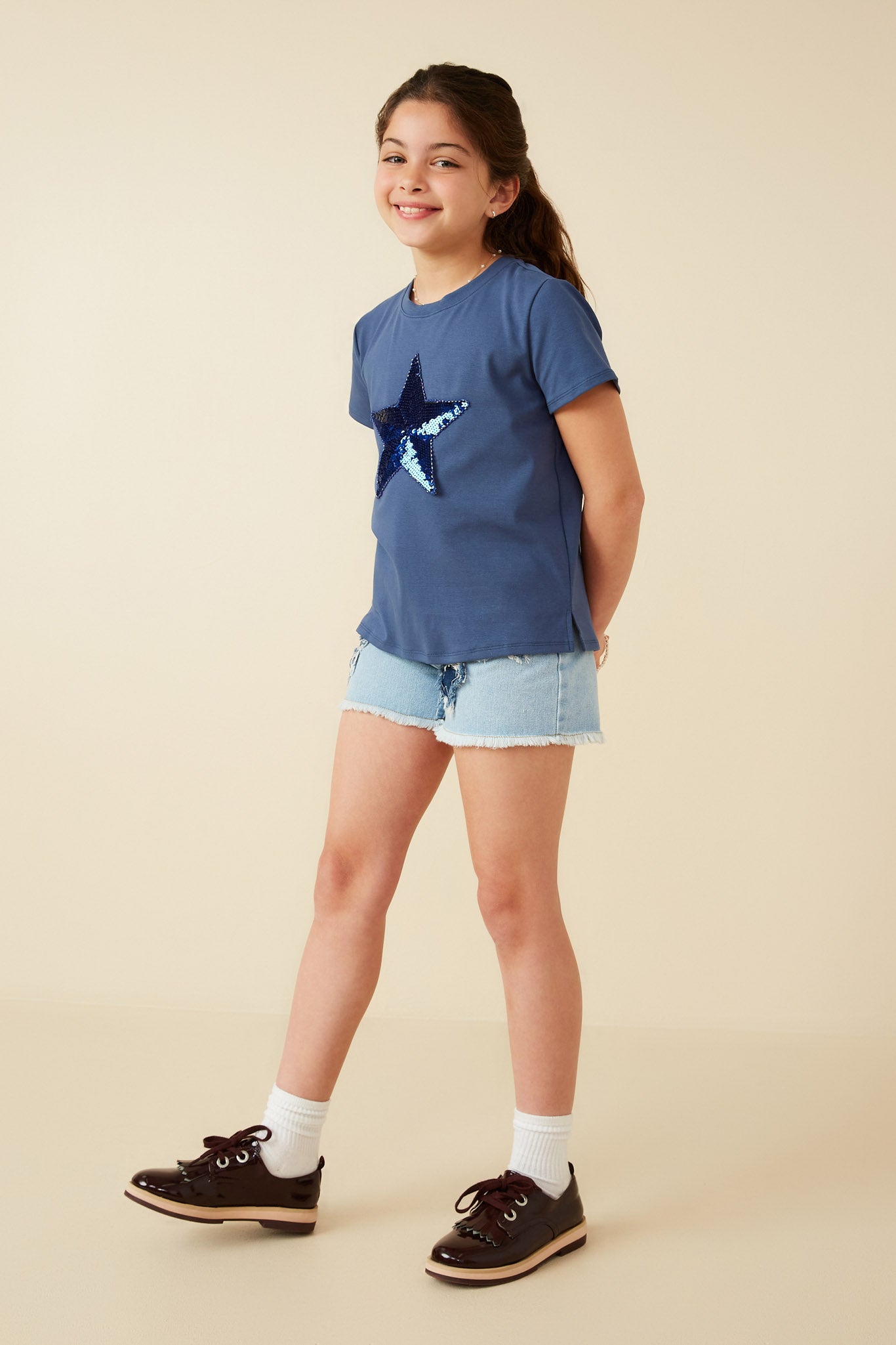 Sparkle & Shine: Sequin Star Patch Knit T-Shirt for Women | Trendy Casual & Party Wear | Perfect for Night Out, Festival, and Special Occasions