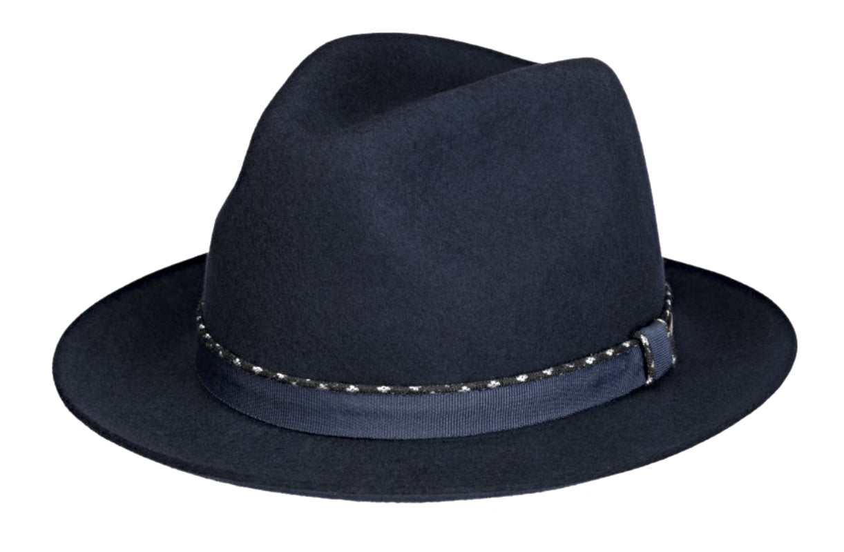 Stetson Player Wool Fedora Hat for Men - Classic Navy Blue Dress Hat for Casual & Formal Wear - Perfect for Weddings, Parties & Outdoor Events