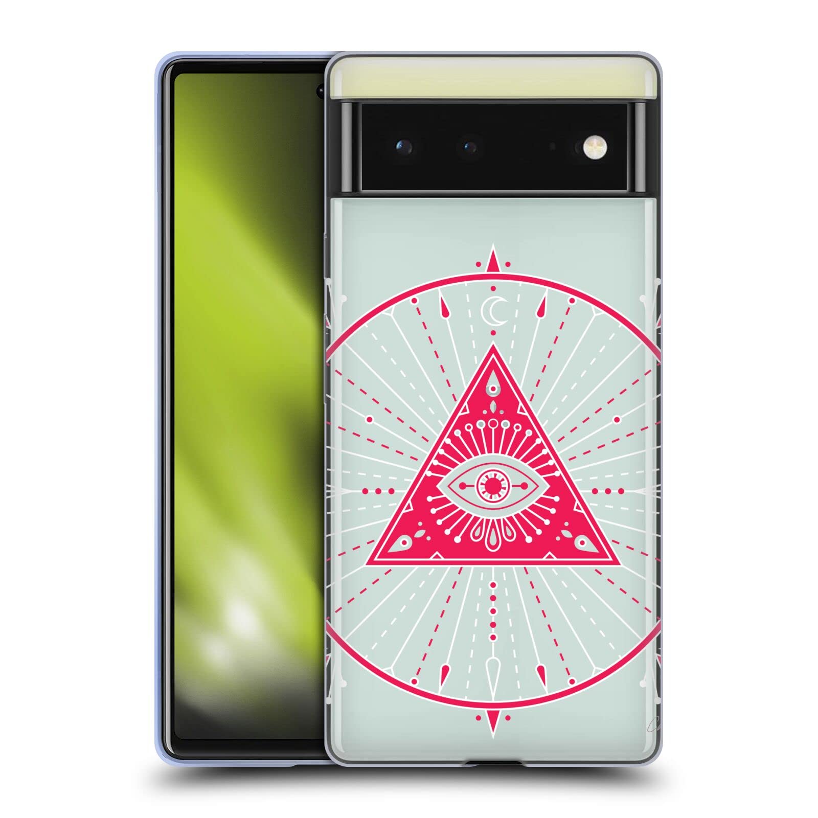 Google Pixel 6 Case - Pink Mandala Evil Eye Soft Gel Cover for Women | Cat Coquillette Design | Protective Phone Case for Daily Use