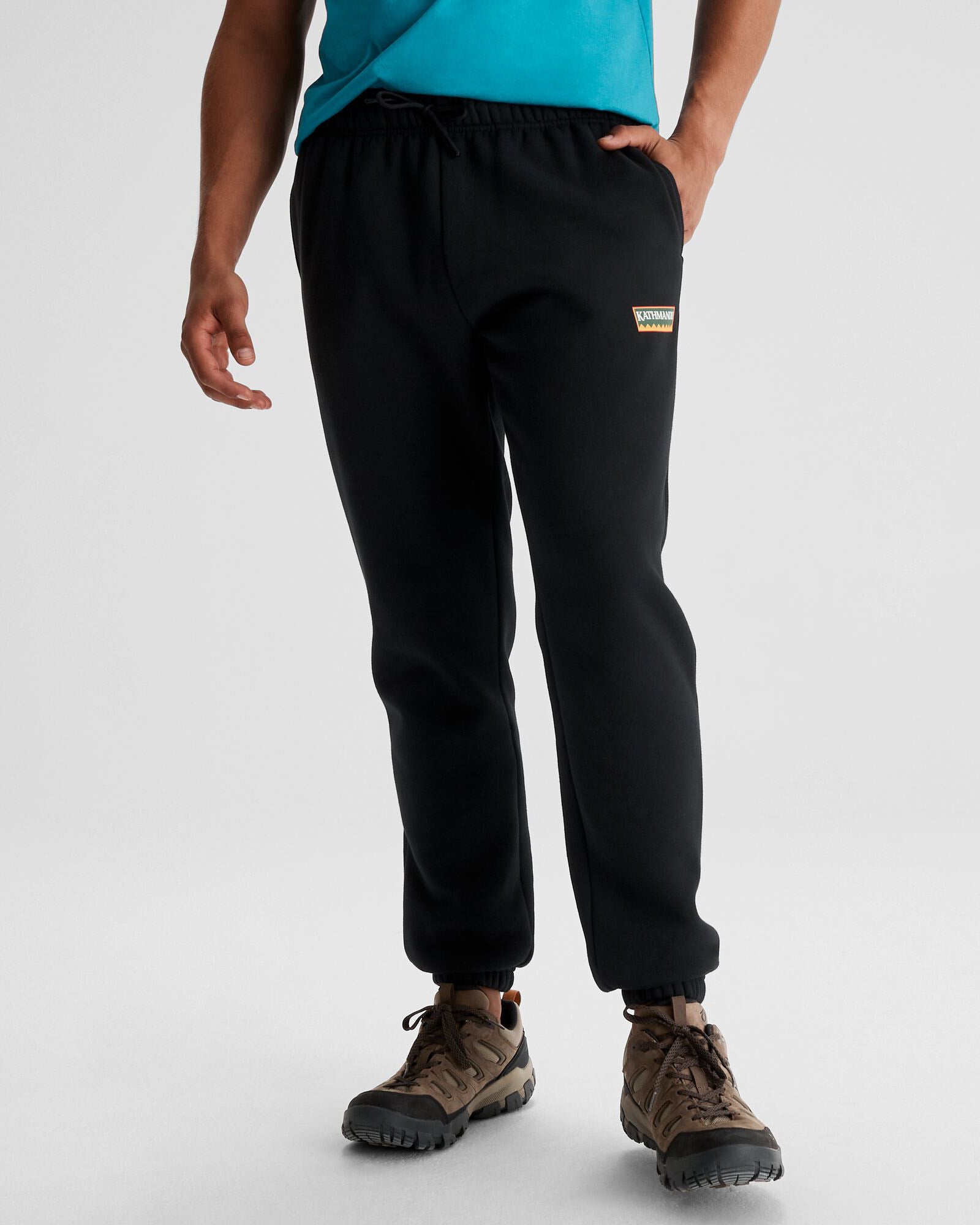 Men's Kathmandu Heritage Logo Slouchy Joggers - Comfortable Casual Sweatpants for Lounge & Travel - Black