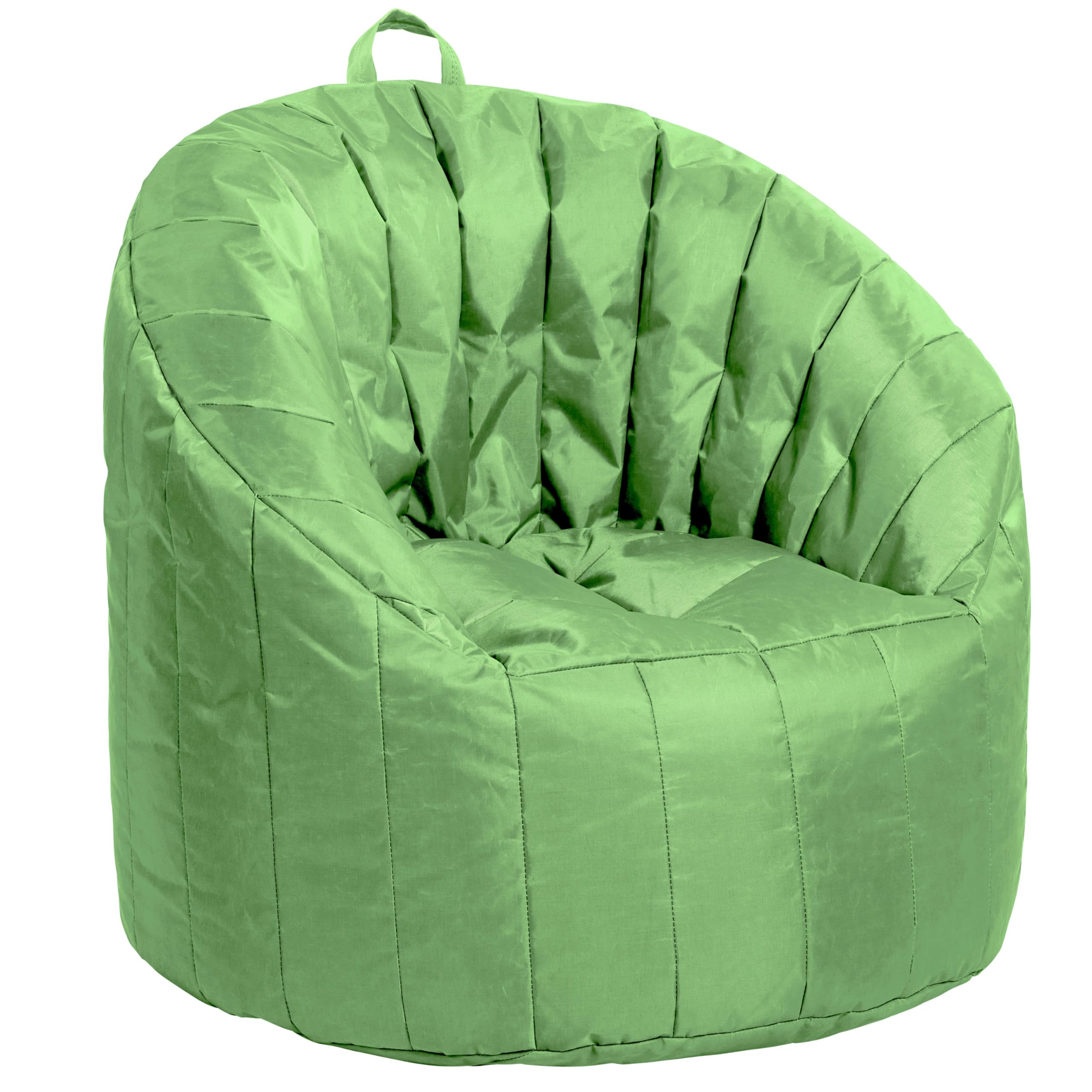 FDP Cali Seashell Bean Bag Chair - Durable, Water-Resistant Oxford Nylon Cover for Kids, Teens & Adults | Tear-Resistant, Easy-Carry Handle | Perfect for Living Rooms, Dorms, Gaming Rooms & Outdoor Use - Grassy Green