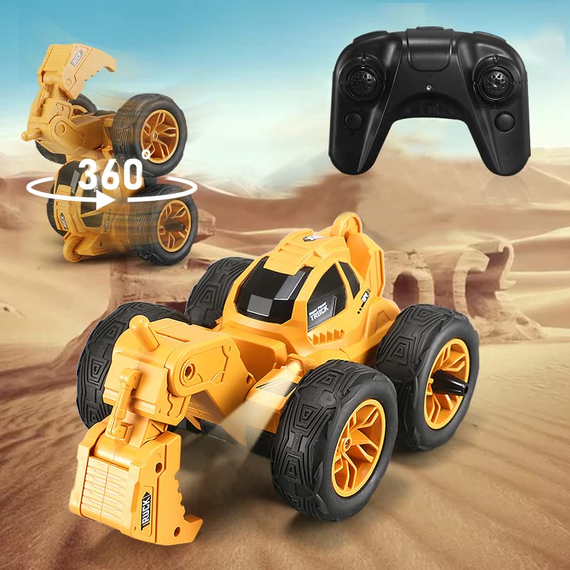**Remote Control Stunt Car Excavator - 360° Rotating RC Construction Vehicle Toy for Kids Ages 4-12 & Adults | Realistic Simulation Drift Car for Indoor/Outdoor Play & Home Decoration**