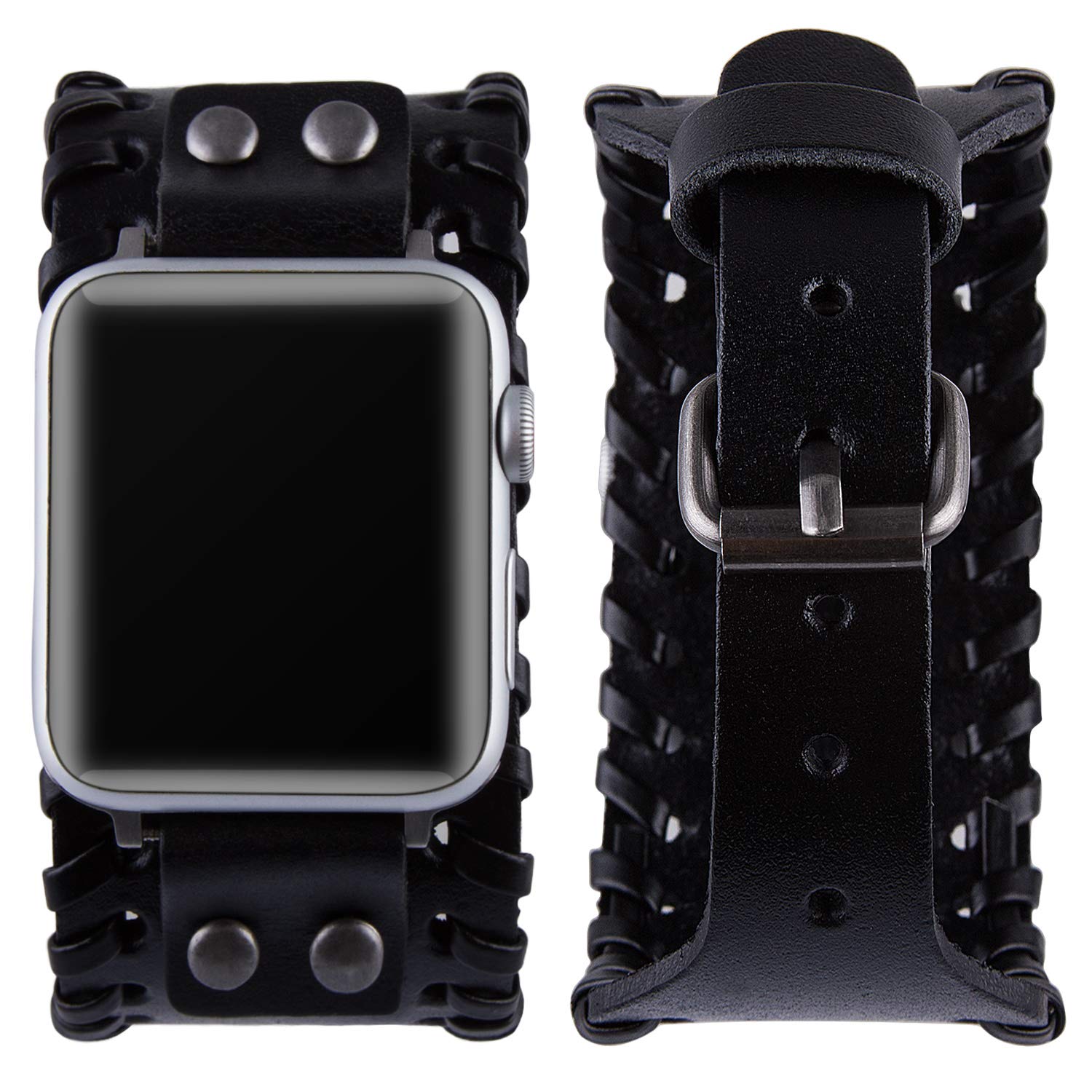 Vikoros Leather Watch Band Compatible with Apple Watch Ultra SE Series 8/7/6/5/4/3 38mm 40mm 41mm 42mm 44mm 45mm 49mm - Unisex Retro Nordic Viking Cuff Bracelet for Men & Women | Perfect for Outdoor Adventures, Workouts & Everyday Wear