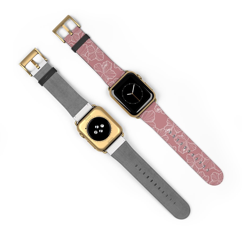 Premium Hibiscus Mauve Apple Watch Band - Soft Silicone Strap for Women & Men - Compatible with All Apple Watch Models - Perfect for Workouts, Running & Everyday Wear