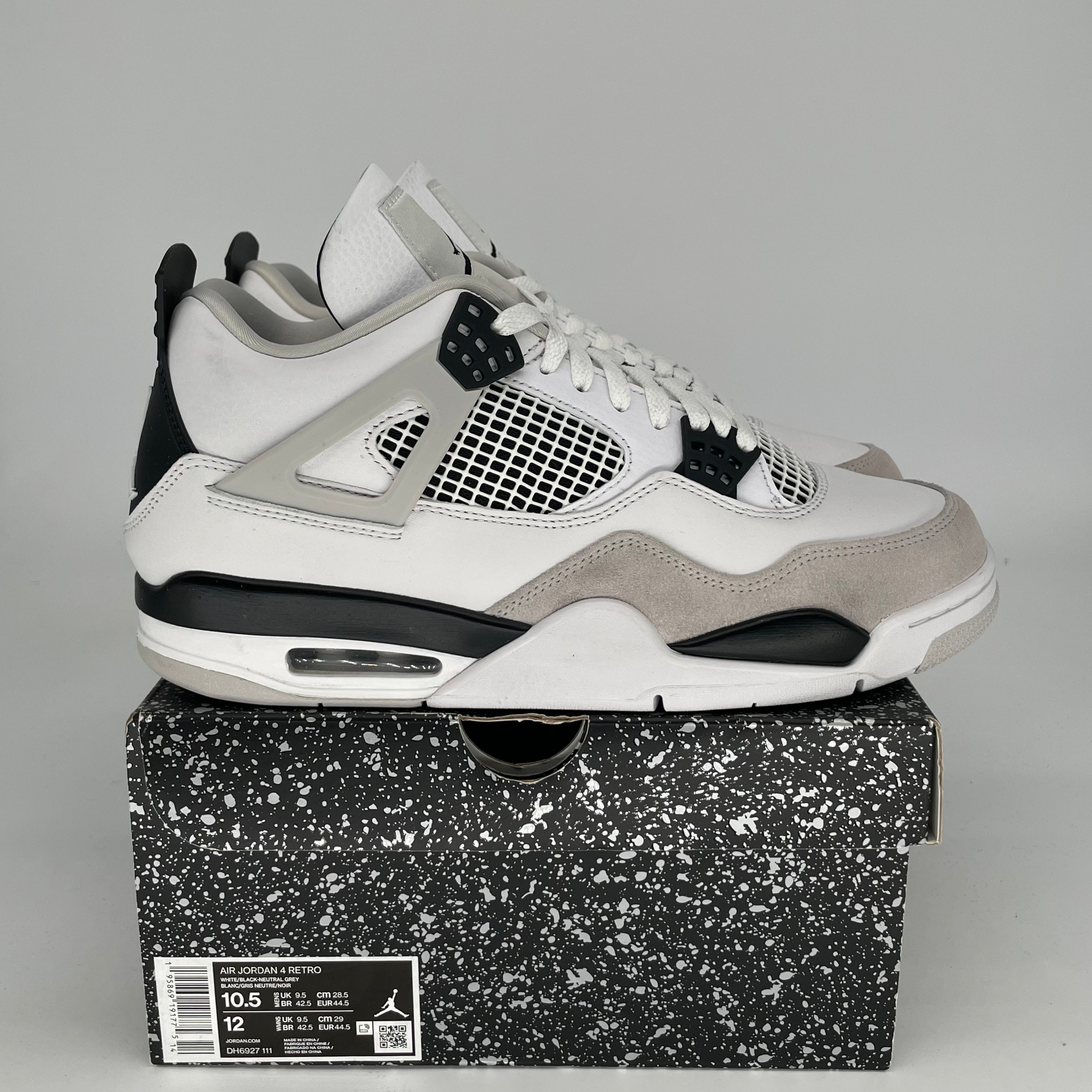 Original Air Jordan 4 Retro 'Military Black' Men's/Women's Sneakers - Size 10.5/12W (DH6927-111) - Perfect for Basketball, Streetwear & Casual Fashion