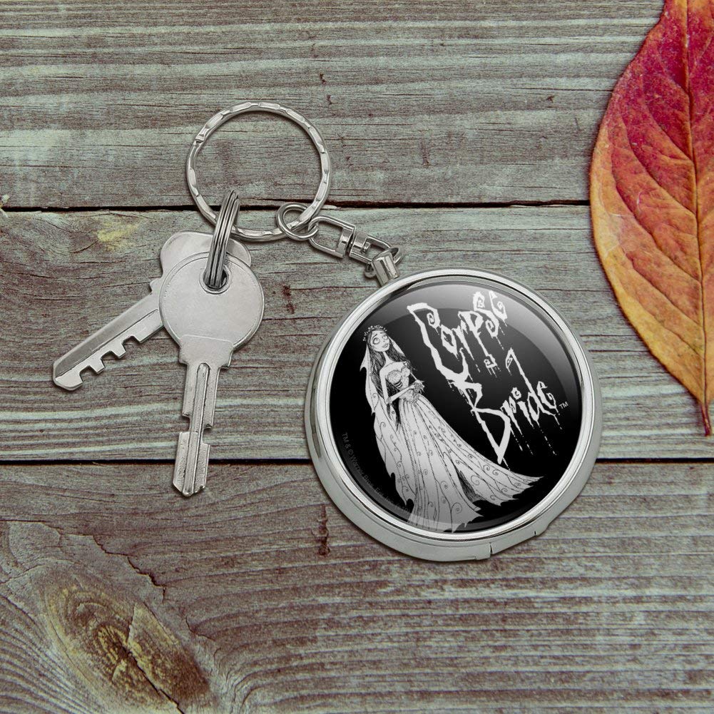 Corpse Bride Logo & Silhouette Portable Travel Ashtray Keychain with Cigarette Holder - Gothic Pocket Purse Accessory for Smoking Enthusiasts | Perfect for Travel, Parties, and Halloween Cosplay