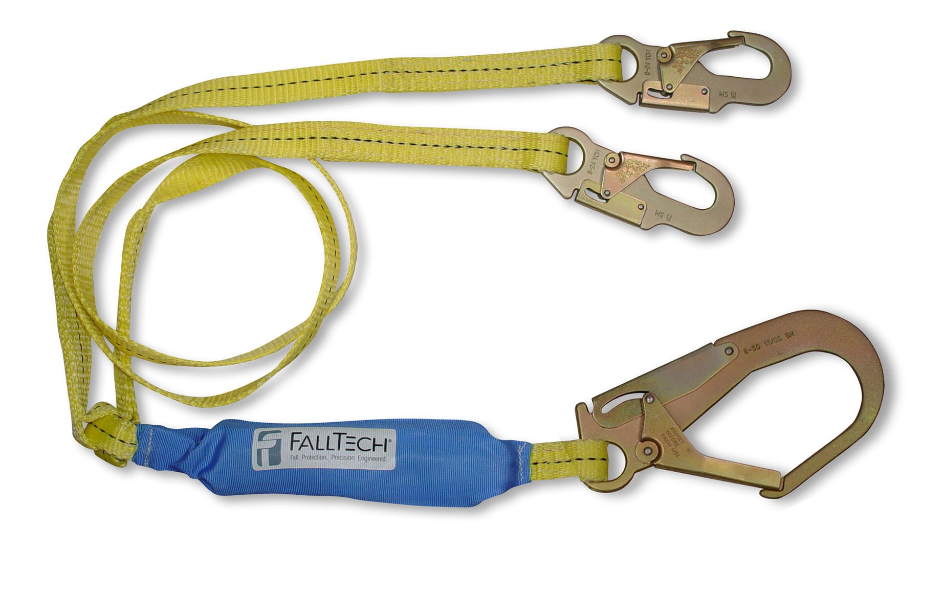 FallTech 826073ADJ ClearPack Adjustable Y-Leg 6-Foot Shock Absorbing Safety Lanyard with Rebar Hook - Ideal for Construction, Roofing & Fall Protection Work