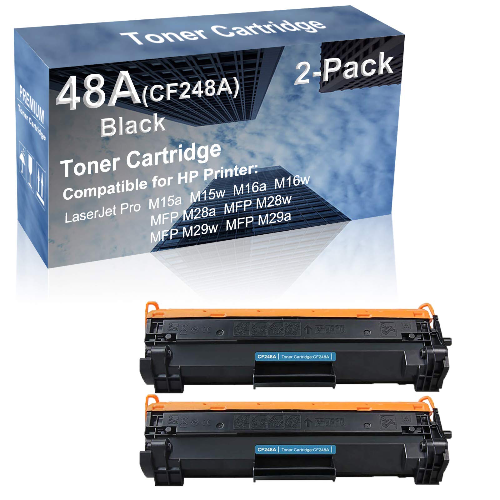 2-Pack High Capacity 48A (CF248A) Compatible Toner Cartridge for Brother M15a M15w M16a M16w Printers - Black Ink Replacement for Home & Office Printing