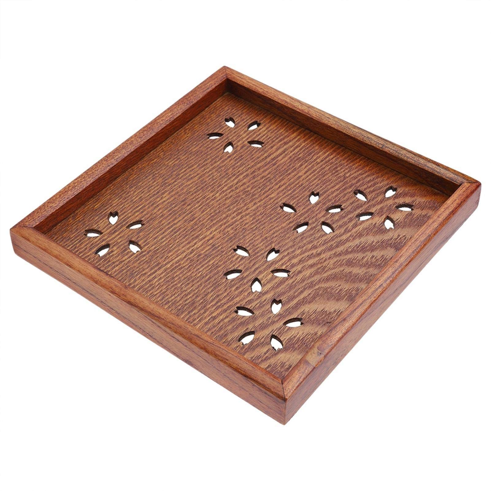 Premium Wooden Serving Tray - 18x18cm Handcrafted Tea Coffee Snack Platter for Home, Restaurant & Gifts | Rustic Wooden Dish for Afternoon Tea, Breakfast in Bed, Party Appetizers & Entertaining Guests