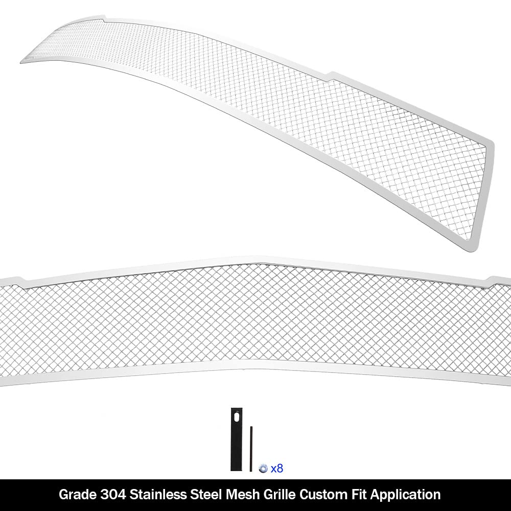 APS Compatible Stainless Steel Chrome Mesh Front Grill Grille Insert for Chevy Camaro LT 2016-2018 Lower Bumper (Part# C76367T) - Enhances Vehicle Appearance & Aerodynamics