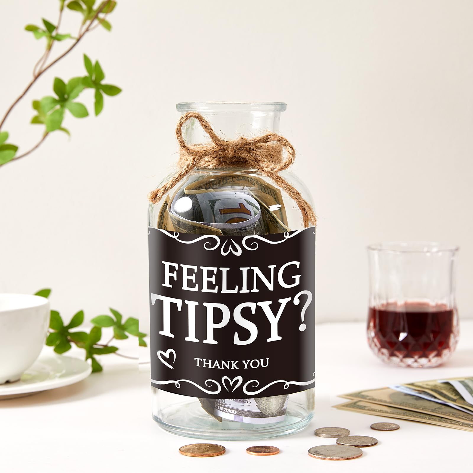 Glass Tip Jar for Money - Ideal for Bartenders, Bars, Restaurants & Musicians - Clear Tip Collection Box with Lid - Perfect for Countertop Tips, Events & Cash Gifts