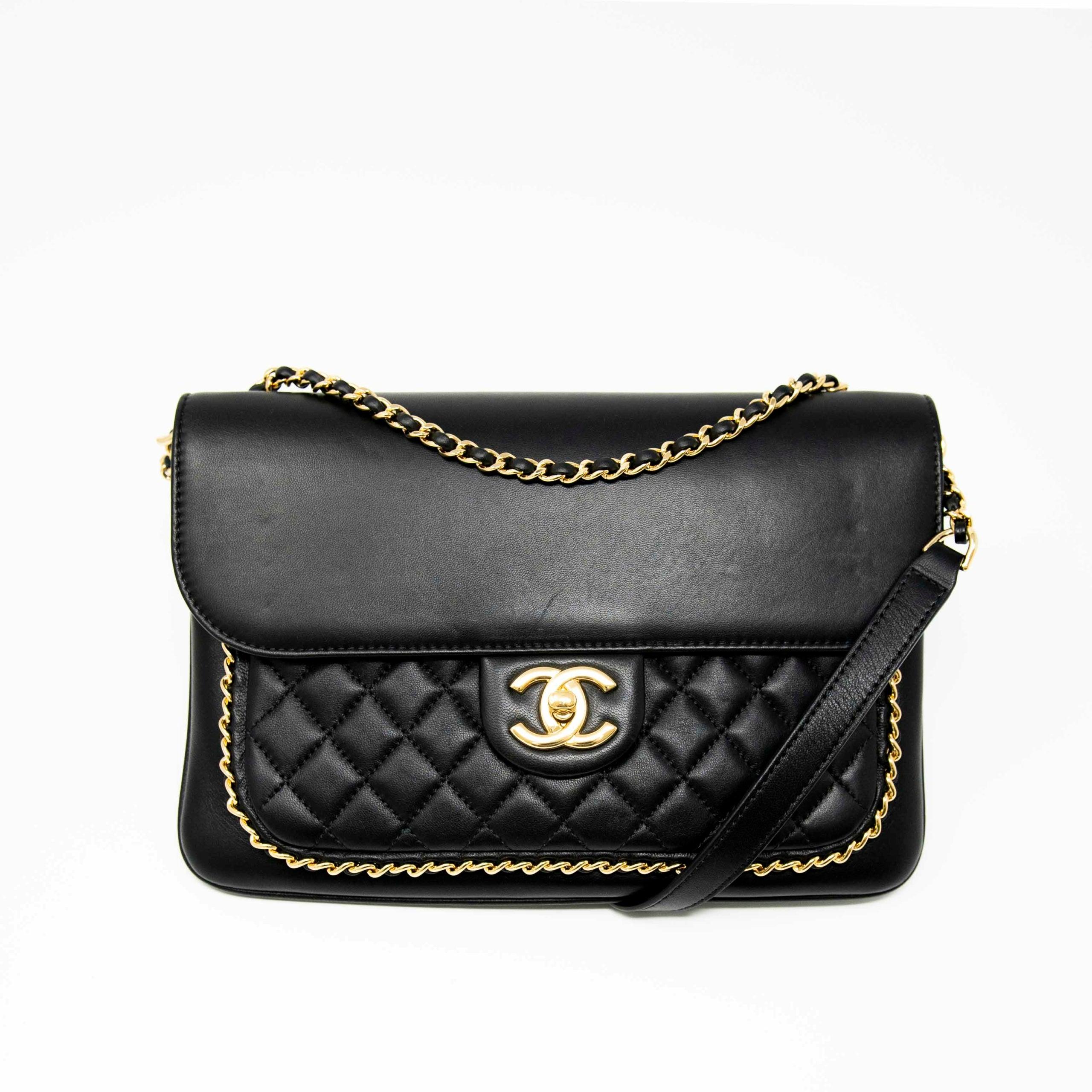 Chanel Black Quilted Caviar Leather Unchained Flap Bag - Luxury Designer Handbag for Women, Perfect for Evening Parties & Special Occasions