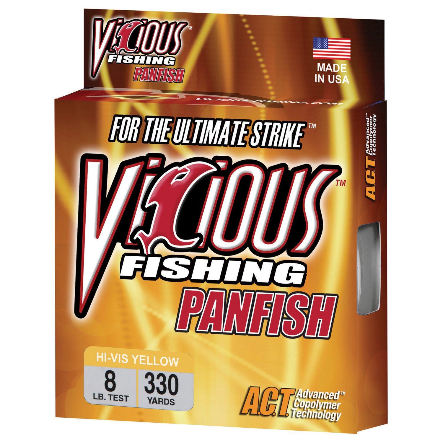 Vicious HI-VIS Yellow Fishing Line 8lb 330YD - Perfect for Panfish & Freshwater Fishing
