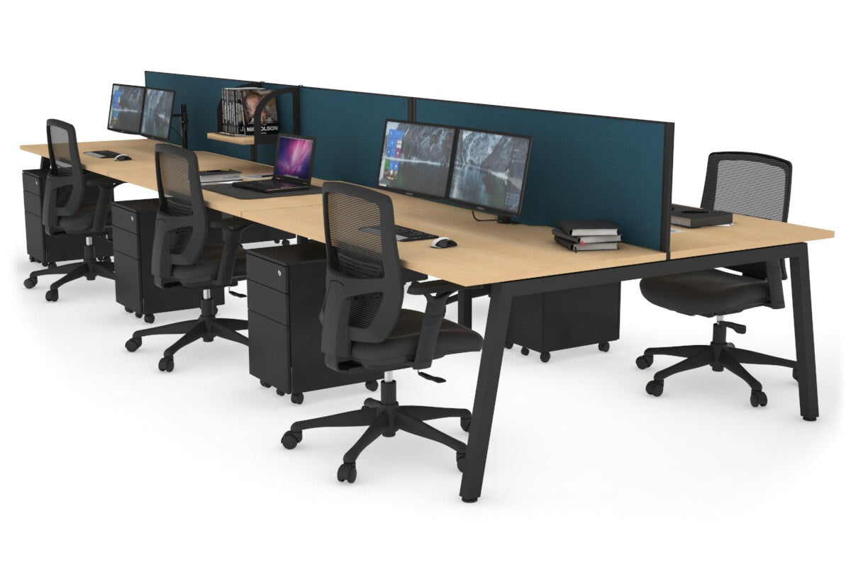 Quadro 6-Person Office Workstation Desk - 1400L x 800W with Cable Management - Perfect for Team Collaboration & Open Office Spaces